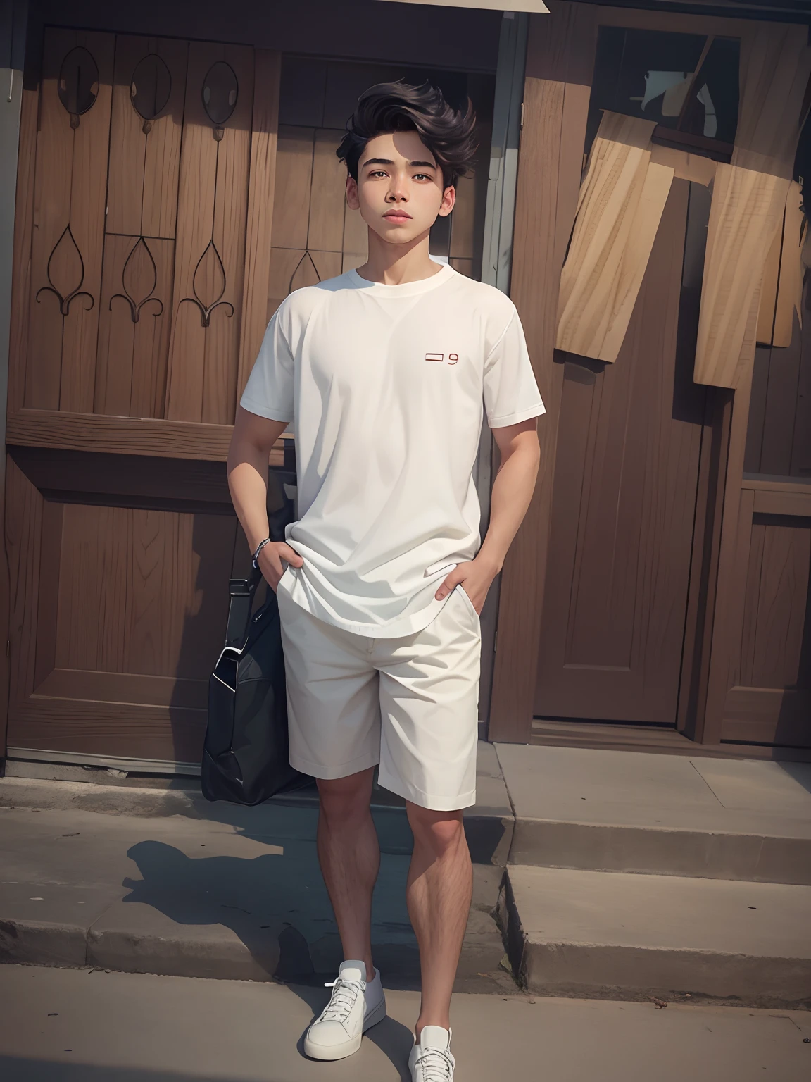 Animated, handsome boy, hair change, white shoes