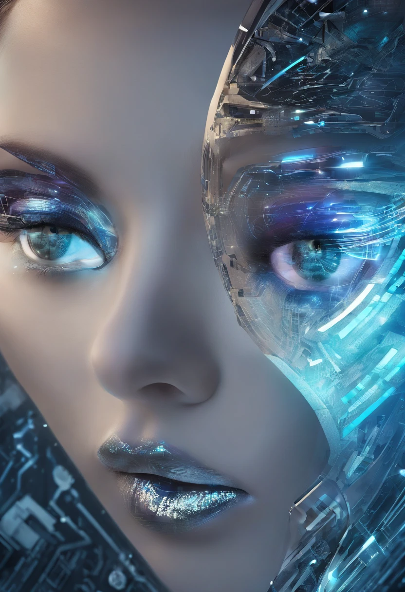 ((futuristic backdrop)) realista/ (( Androids)) identical there are humans/ (( Ultra image resolution)) destaque no rosto // Detailed appearance// (( humano)) belo exemplar // olhos abertos/ fixos// indagador/ ultra realidades/ probabilidade futurista / (( imagination))