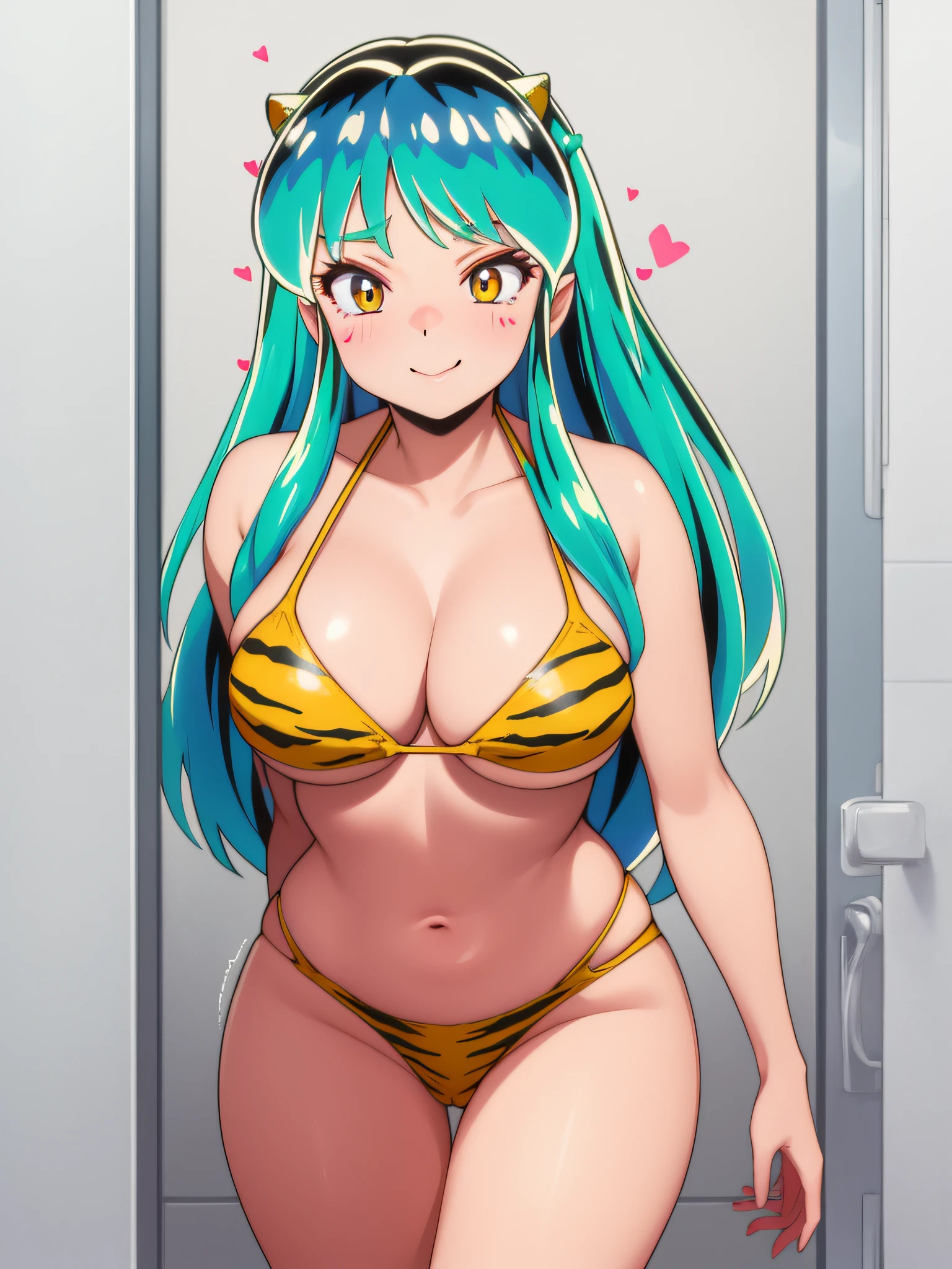 Lum invader, bikini, tiger stripe, heart, face of pleasure, blackmail, cheating, bald, big penis