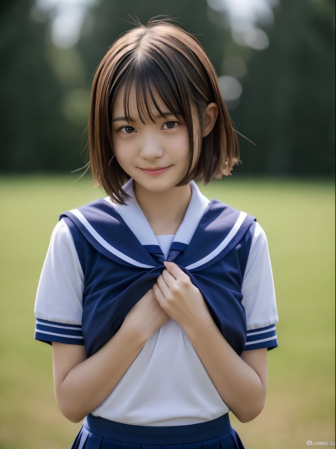 NSFW, (masutepiece), (photo realistic1.4), 超A high resolution, Best Quality, 8K, Soft light, Blurry background,
BREAK 
1girl ,18year old, very beautiful school girl, Beautiful face, Beautiful face, Perfect face, cute symmetrical eyes, 二重まぶた, slender, medium breasts, puffies_, election , Sweaty body, (Short shaggy hair, dark brown hair),
BREAK
((1boy, Girl hugging from behind)), 1girl in, (School uniform, Short sleeve sailor suit), Red tie, ((Sweaty clothes)), shirts lift, Clothes lift, breasts, , No bra, Exposed breasts, Pleated skirt, Skirt lift, ((cum dripping , cum on the body)),
break
Evil smile, ((embarrassed, shame)), Full face blush, breathing deeply, Looking at Viewer, open legs:1.5