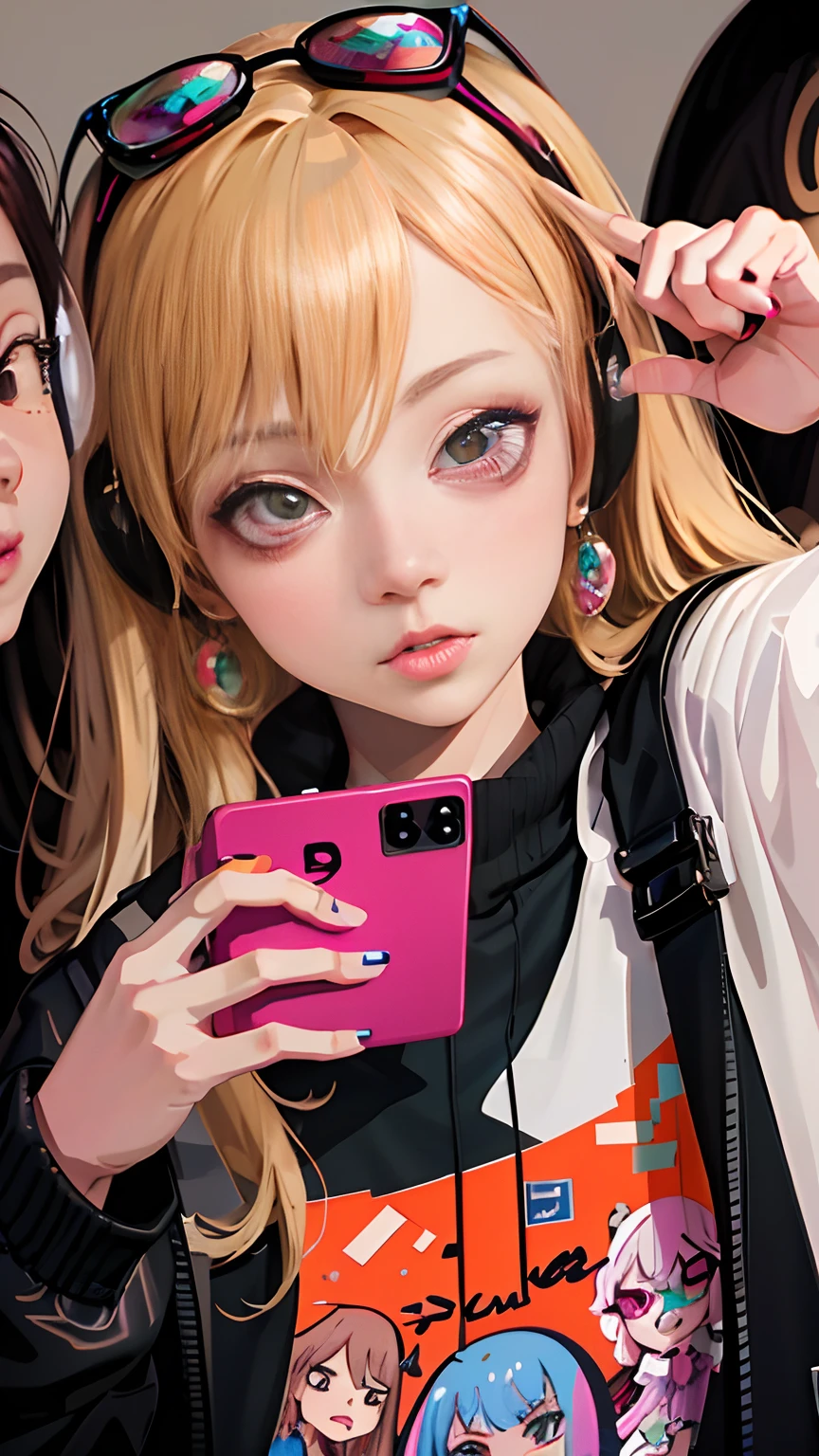 Girl wearing headphones and sunglasses taking selfie, digital anime illustration, anime style 4 k, Detailed Digital Anime Art, digital anime art, artwork in the style of guweiz, anime style illustration, ig studios anime style, digital art in anime style, Anime style. 8K, ig model | ArtGerm, digital art in anime style, anime vibes