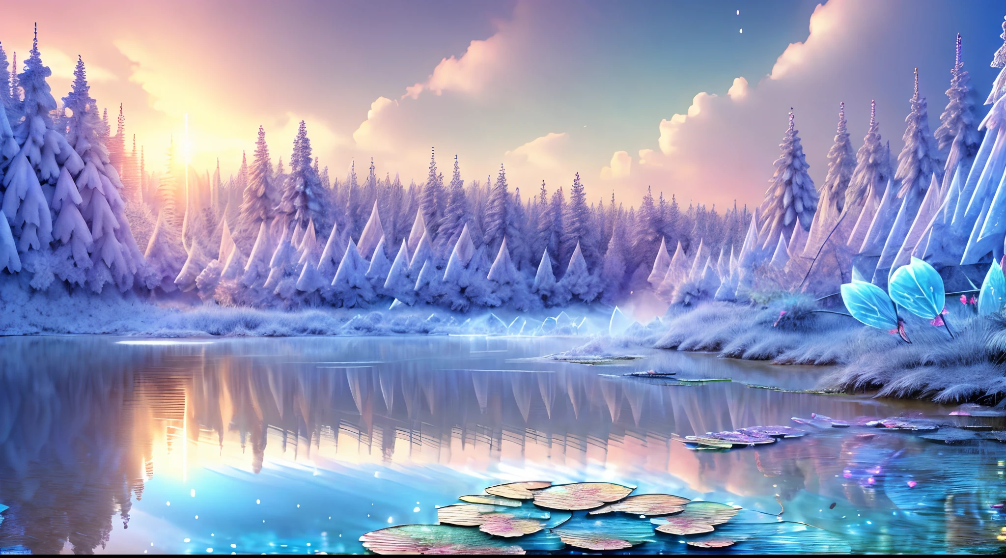 2 beautiful schoolgirls, in a hot spring, (Full body like：1.4), detailed and accurate depth of fields，8K, A high resolution, masterpiece, beautiful wallpapers, high quality, high detail, the perfect face, butterfly, dragonfly, crystallineAI, fractal art, forest, winter, school ribbon, naked