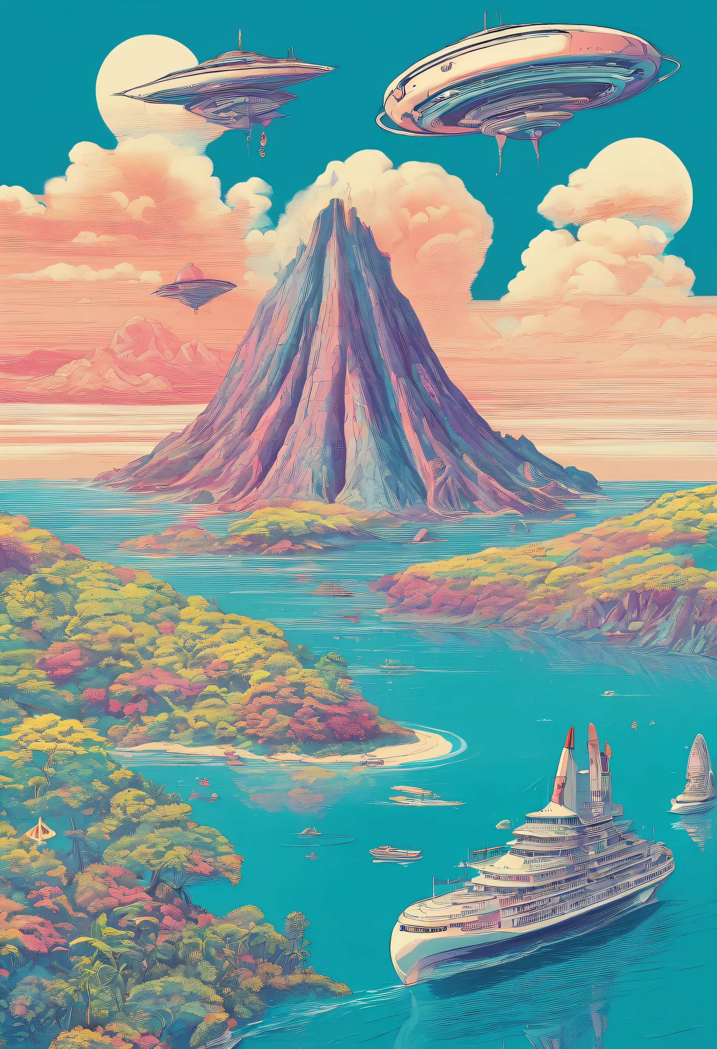 An isolated island in the sea、uninhabited island、White sandy beach、blue sea、ocean view、An island created by the eruption of an undersea volcano、