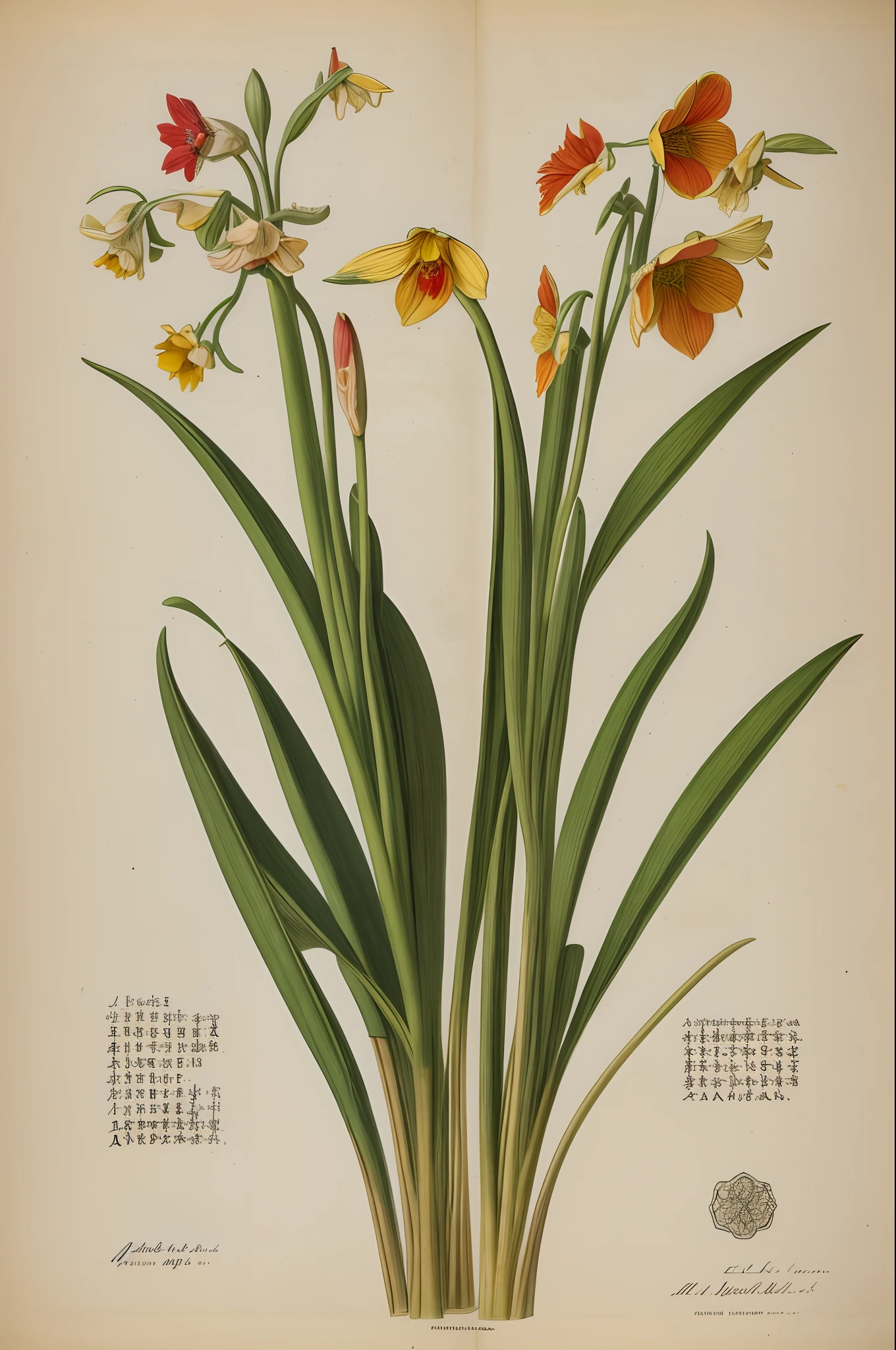 (best qualtiy:1.2),(A detailed:1.2),(tmasterpiece:1.2),John Edwards High Resolution Chinese Narcissus(1770 1775)Vintage botanical illustration