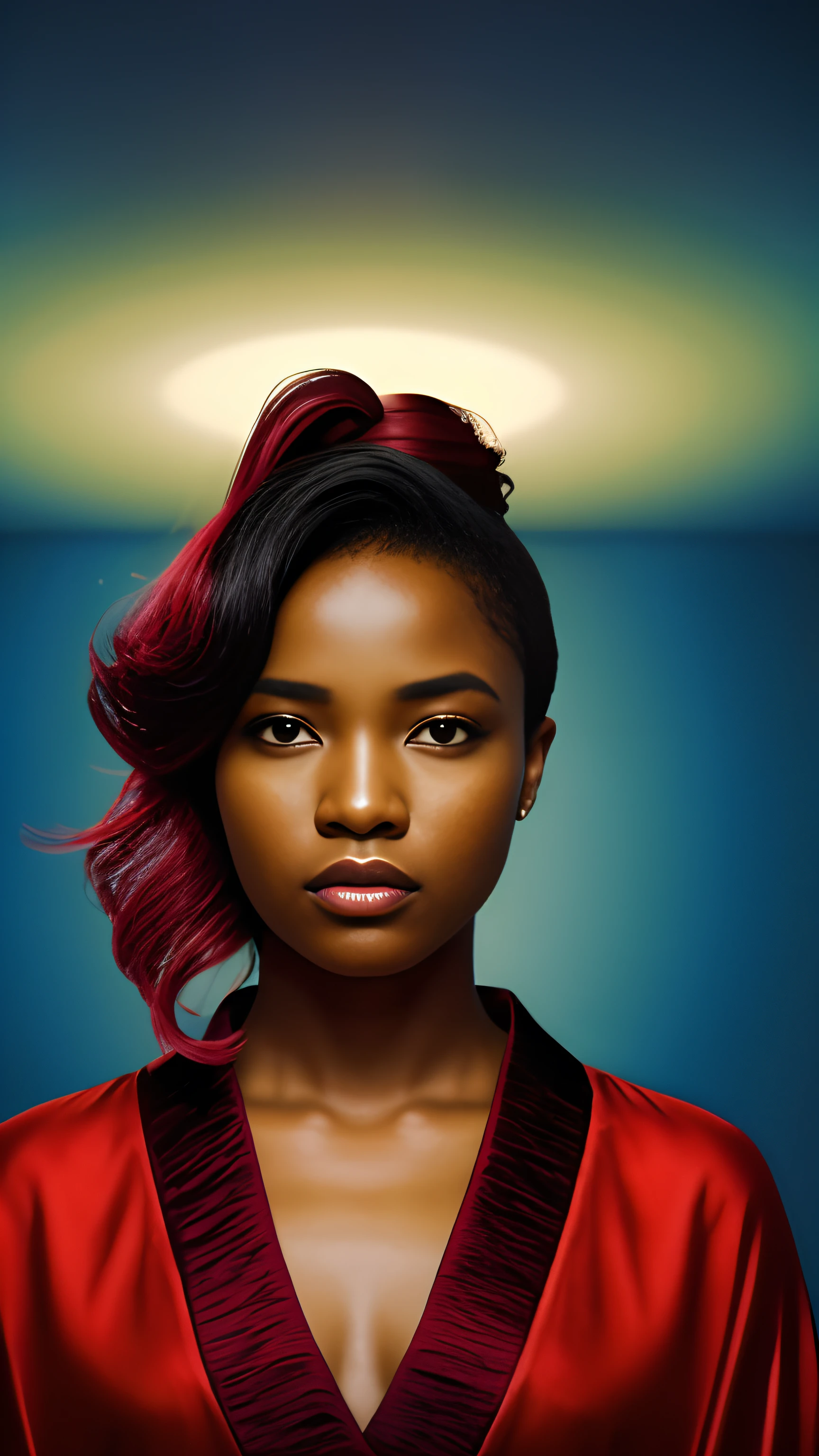 Arte Oficial, 统一 8k 壁纸, ultra detalhados, handsome and aesthetic,mulher negra, obra-prima, melhor qualidade,Liam Wong , 1Menina morena,((( cabelo vermelho))),(((africana))), ombros nus, Saia Curta,sensual, umbigo, muito detalhado, Arte de Liam Wong, dinamic angle, (mais bela forma caos), fluindo, (cores brilhantes), Oc, (metade: 1.2),africa, (Jeremy Mann ), (fita: 1.3), (sonho: 1.5), (Hanfu: 1.5), africana, dragon, africana, Phoenix, (sorrir: 0,5), (divindade africana)(depth of field:1.1),(ray tracing:0.6),(cinematic lighting:1.1)