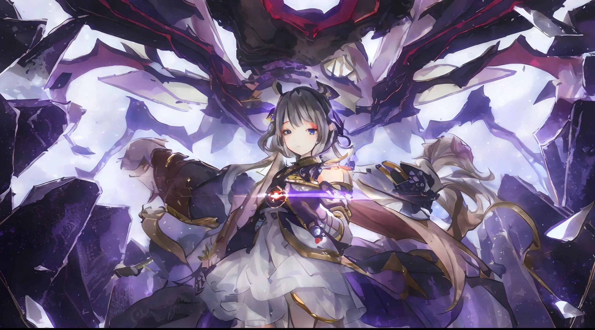 anime characters in a dark room with a purple background, high detailed official artwork, key art, shadowverse style, girls frontline universe, official artwork, detailed key anime art, ayaka genshin impact, key visual, from arknights, anime key art, cushart krenz key art feminine, key anime art, anime key visual”, from girls frontline, 4k, high quality, high resolution, high detail