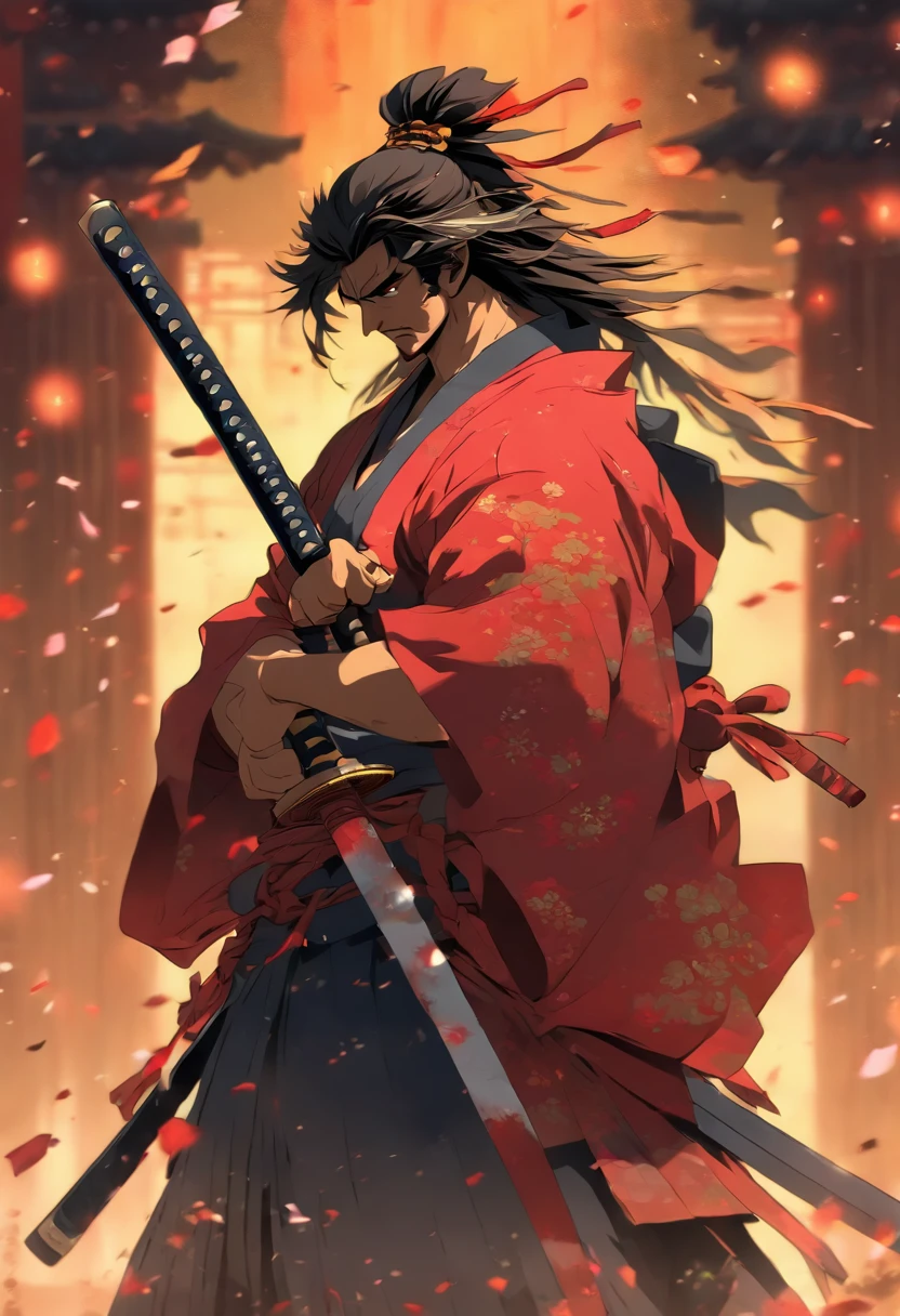 samurai, sad, hold the katana