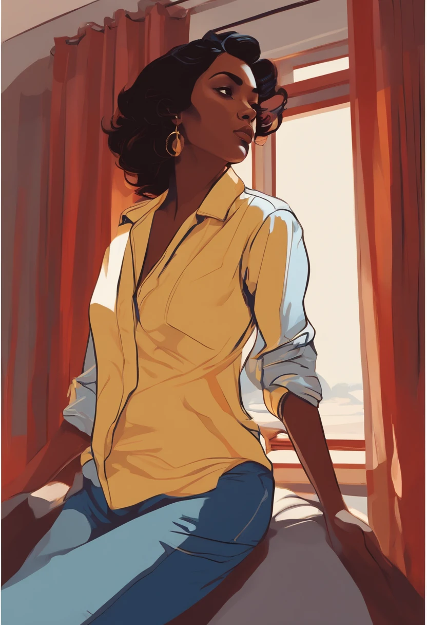 1girl, primary colors with white highlights, close-up portrait, hair blown by the wind, Rest, style by Tomer Hanuka and Atey Ghailan and Roy Lichtenstein and Maxfield Parrish, in the style of official art, with one's eyes closed, full body, Vector, Cell shade, sleep, (in bedroom), pyjamas