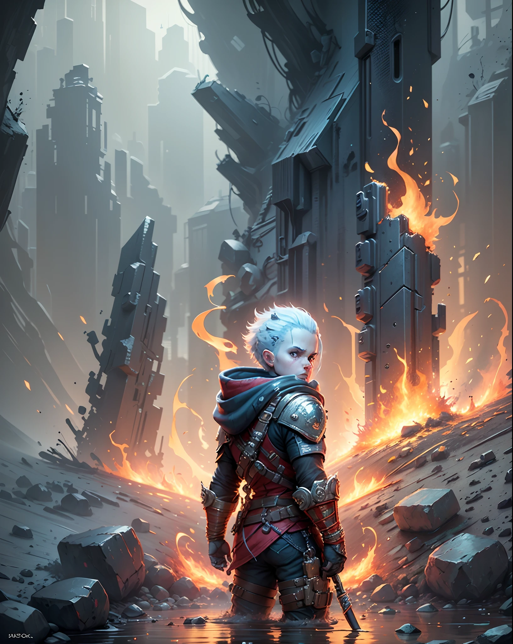 Image dimensions 16:9/Fire theme and bright and attractive colored crystals with light reflection/Isaac character from the game Death Space/Call of Duty game characters/Fortnite game characters/God of War game characters/Putting characters in the template The image is separate, respecting the details of clothes and face --auto --s2