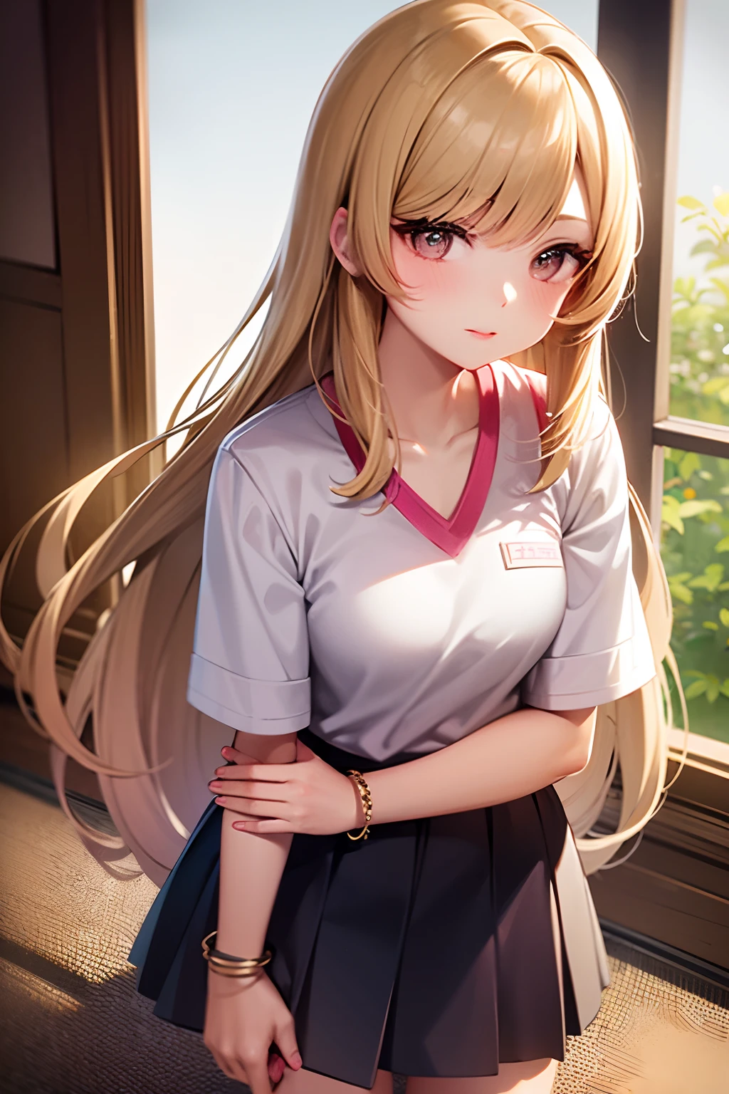 Official art、(Highly detailed CG Unity 8K:1.5)、Perfect litthing、colourfull、Bright Front face Illuminating,(Model,glamor:1.5),(Realistic, hyper realisitic:1.5),(hand between legs:1.4),(slender:1.5),
(Master Pieces:1.5), (best_quality:1.5), Super Hi-Vision, super detailing,upper view, Sweat,(Seductive smile:1.4),(Spread_Legs:1.4),(profile:1.2),
Photo Shot,hight resolution,(absurderes:1.2)、Kodak Portra 400、film grains,(lensflare:1.2)、(vivd colour:1.5),(Dress up your outfit perfectly:1.5)
(cowboys_shot:1.4),during daytime、Sunsight,(Asuna),(Asuna Yuki:1.5),
partedbangs,perspiring、(Solo:1.5),(Classroom,Sitting at a desk:1.4),(neat figure:1.5)
(a 1 girl:1.5)、18year old、High school students、Beautiful Finger,beautiful long leg,Beautiful body,Beautiful nose,Beautiful character design,Perfect eyes,face perfect,Beautiful hair,Animated, (Exquisite cloth,beautifully detailed eyes:1.4),(Dark blue bloomers:1.5),(Athletic Shirts:1.5),(dark orange hair:1.5),(Orange Eyes:1.4),
(Beautiful face:1.5),delicate patterns,intricate detailes,Smooth Anime CG Art,Beautiful anime girl,The best girls in anime,beautiful anime woman,delicate patterns,intricate detailes,red blush,shinny skin,(Black stockings:1.4),A seductive anime girl、beautiful alluring anime teen、photorealistic anime girl render、beautiful alluring anime woman,Soft lighting、Beautiful anime girl、charming anime girls、Perfect body with realistic shading、