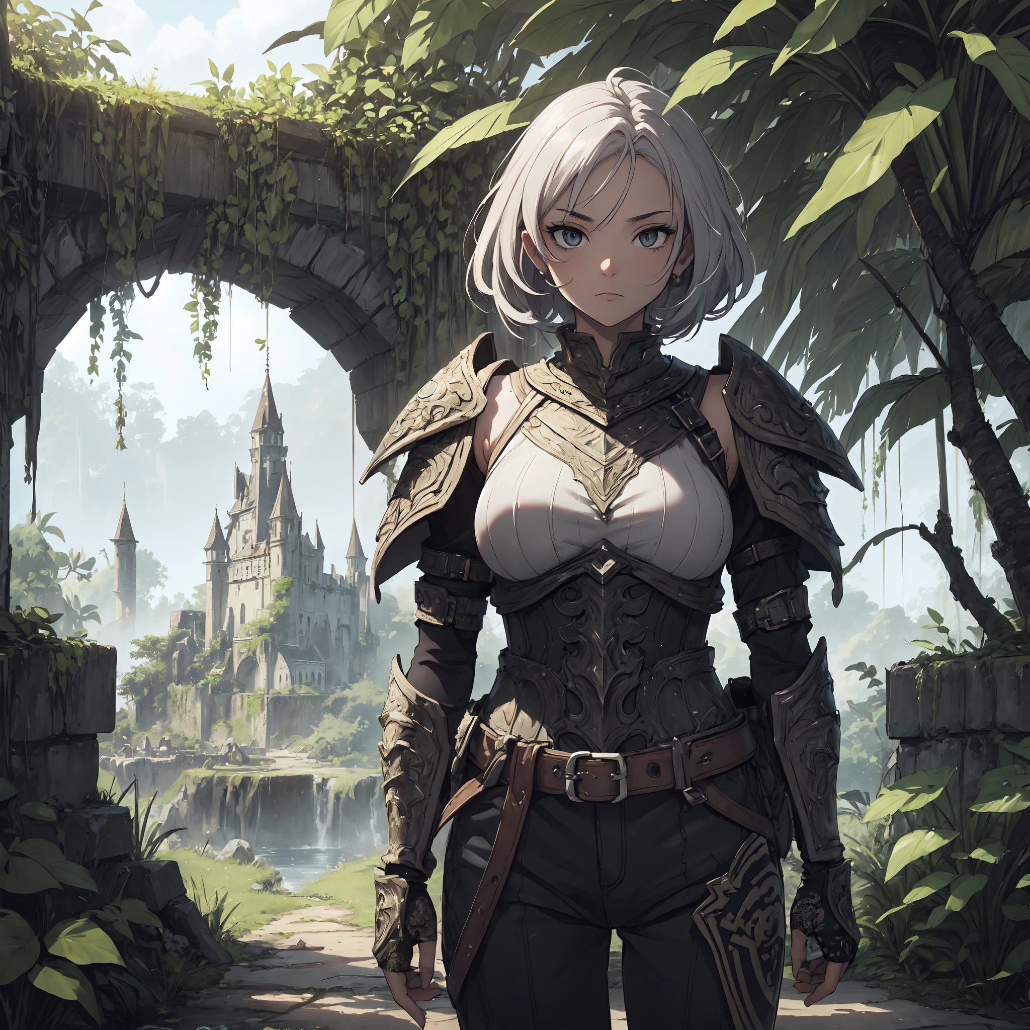 128K Ultra High Definition,
128K Ultra High Quality,
128K Ultra High Resolution,
Best Definition,
Best Quality,
Best Resolution,
Extremely Detailed,
Extremely Designed,
Perfectly Detailed,
Perfectly Designed,
Hyper Detailed,
Hyper Definition,
Hyper Quality,
Hyper Resolution,
Masterpiece,
Anime,
Body Shot,
1 Boy,
Handsome,
Masculine,
Short Hair,
(((Hyper Detailed Armor Plates))),
(((Hyper Detailed Cuirass))),
(((Hyper Detailed Engraving Baron Armor))),
(((Jungle Castle Ruins Background Scenery))),