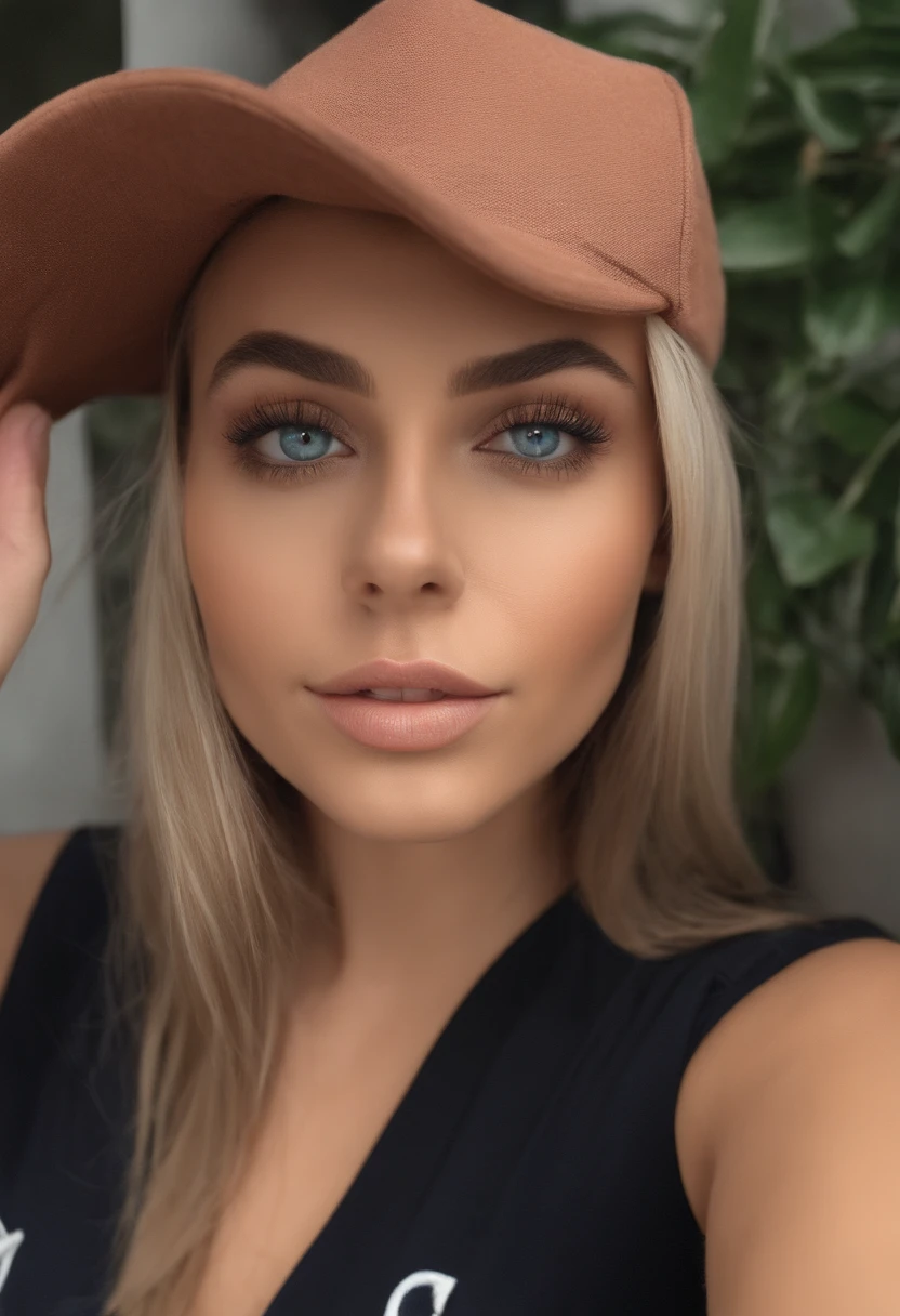 Mujer con camiseta sin mangas y bragas a juego, Chica sexy con ojos azules, Retrato Sophie Mudd, Retrato de Corinna Kopf, cabello rubio y ojos grandes, Selfie de una mujer joven, Ojos en el club Violet Myers, ohne Maquillaje, Maquillaje natural, staring directly into camera, Cara con Artgram, dezentes Maquillaje, Impresionante foto de cuerpo completo, en el dormitorio, Fission