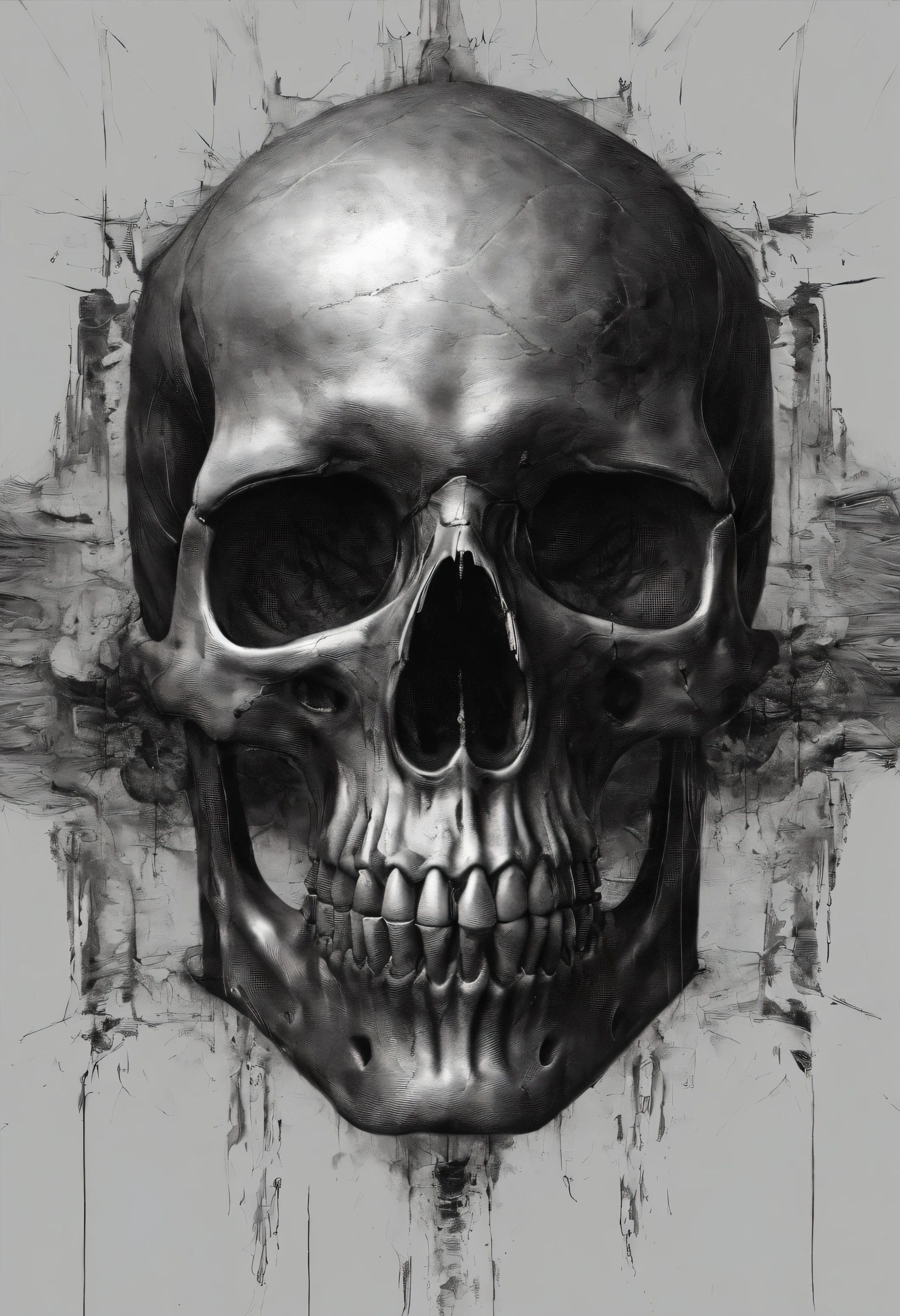 8k, La mejor calidad, Obra maestra, ultr resolution A close-up of a skull , Calavera de hiper realista, Arte detallado aterrador en blanco y negro, Arte en blaco y negro aterrador en 4K, sacred skull, Conjurando un fondo tranparente, Ilustraciones digitales detalladas, calavera, Calaveras sagradas, Hyper realistic illustration, Calavera de piedra, skull face, Skull of Death, Arte aterrador en blanco y negro, cráneo liminal void background, estilo de arte hiper realista