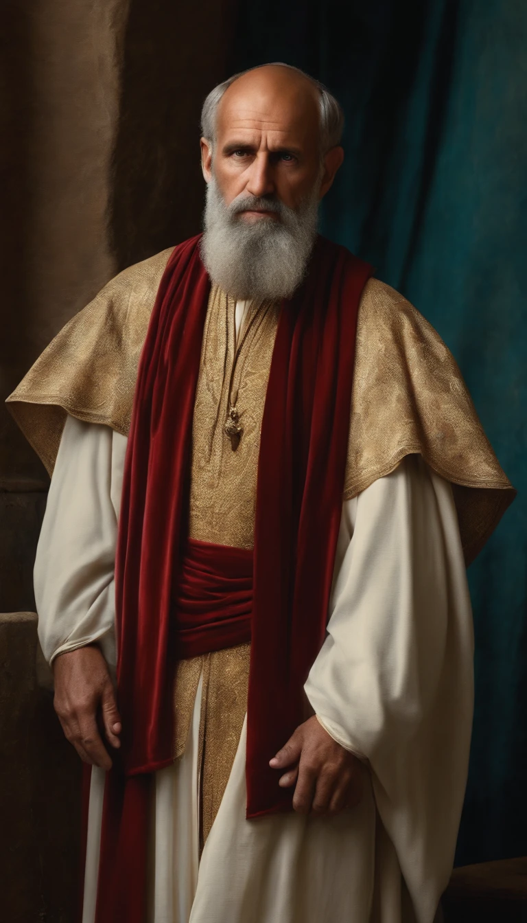 The apostle Paul looked at the screen, Long clothes, religion, Ultra photo realsisim