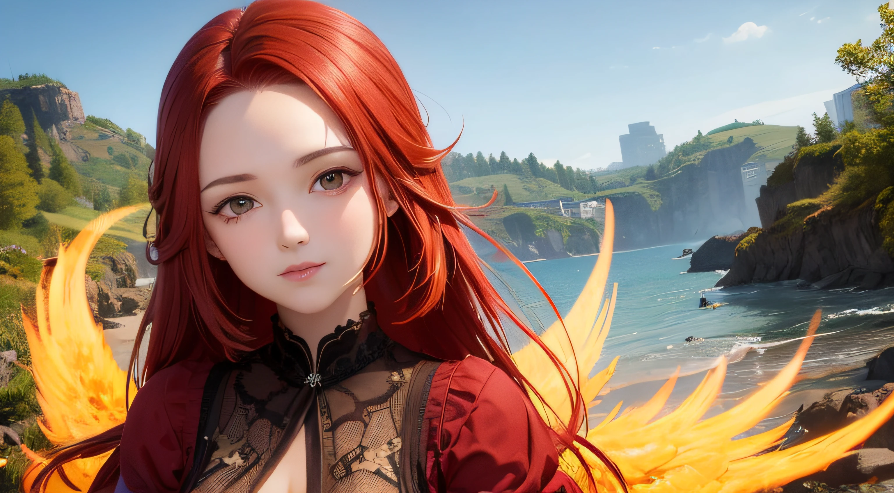 (obra prima) Red-haired girl representing a phoenix