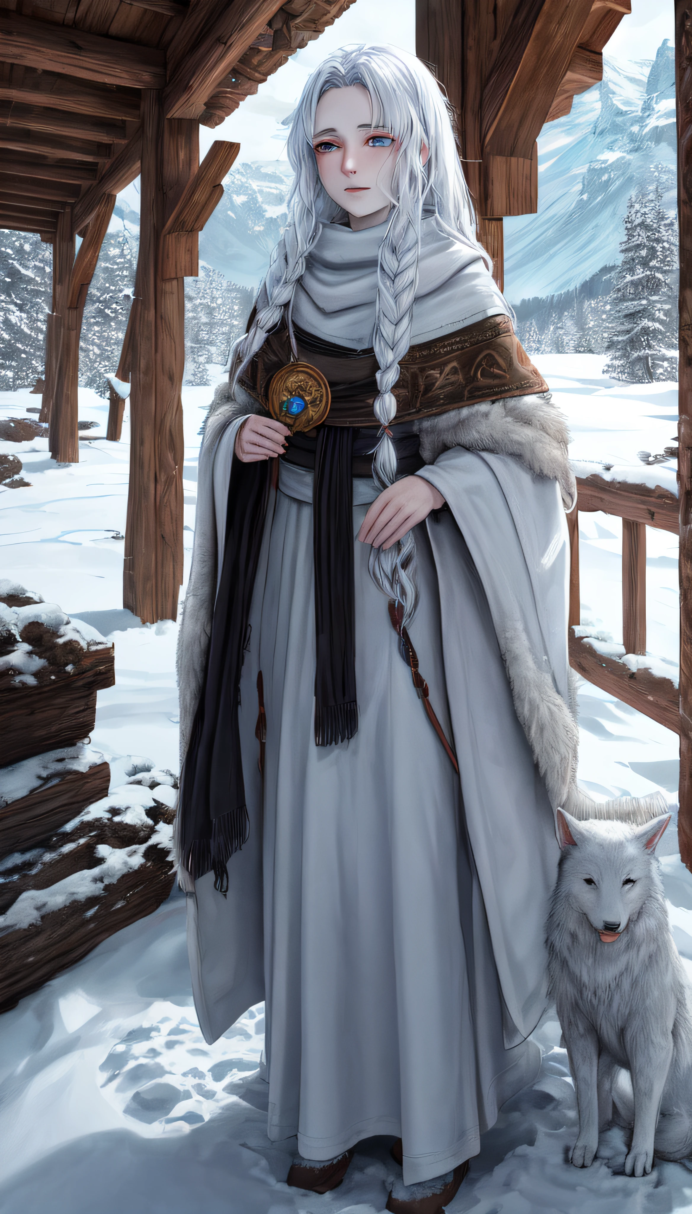 In the heart of towering, snow-covered mountains lived Elara, a girl with hair as white as snow, pale eyes, and skin like shimmering ice. She dwelled alone in a rustic house overlooking a snowy valley. Elara, known as the "Mountain Spirit," had an intimate bond with the land.
Her life revolved around the mountain's rhythms. She conversed with animals and plants, understood their secrets, and saw the land's heartbeat with her pale eyes. Each season brought a new connection to nature.
In winter, Elara embraced solitude, finding solace in the snowstorms that raged outside her cozy home. She cherished the silence and practiced ancient magic passed down through generations.
Elara's isolation was her strength, and she lived in harmony with nature, a guardian of the mountains' secrets. Her story was a reminder that in solitude, one could find a profound connection to the natural world, far from the world's chaos.