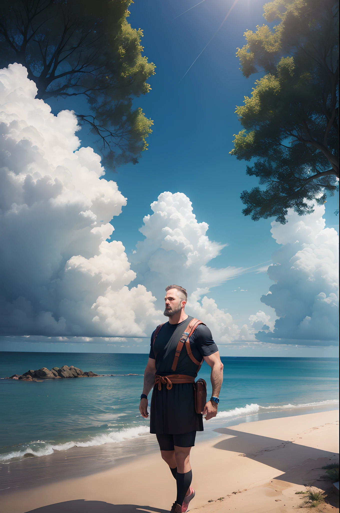 Middle aged, Look at the horizon, (Biblical times) religion, Ultra photo realsisim