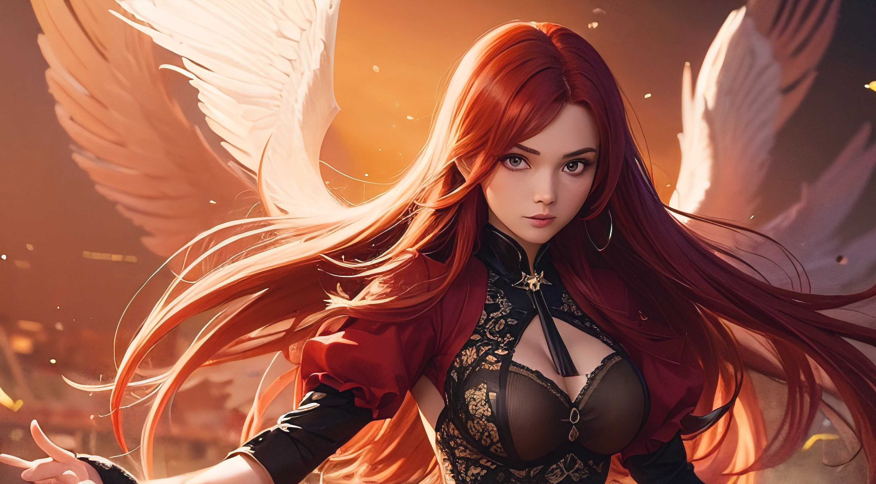 (obra prima) Red-haired girl representing a phoenix