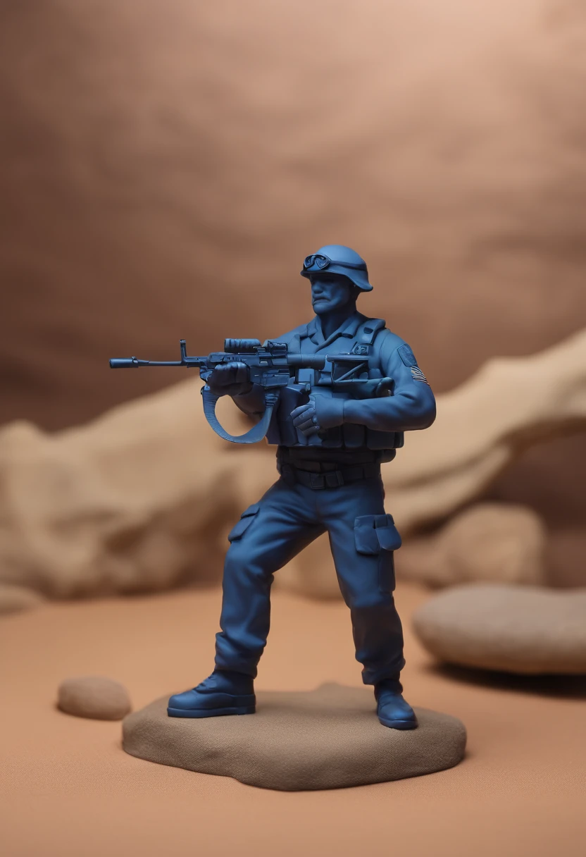 navy seal, Clay material, Realisticstyle, pop mart, Soft lighting, Smooth lines, tilt shift lens,, realist detail, warm color
