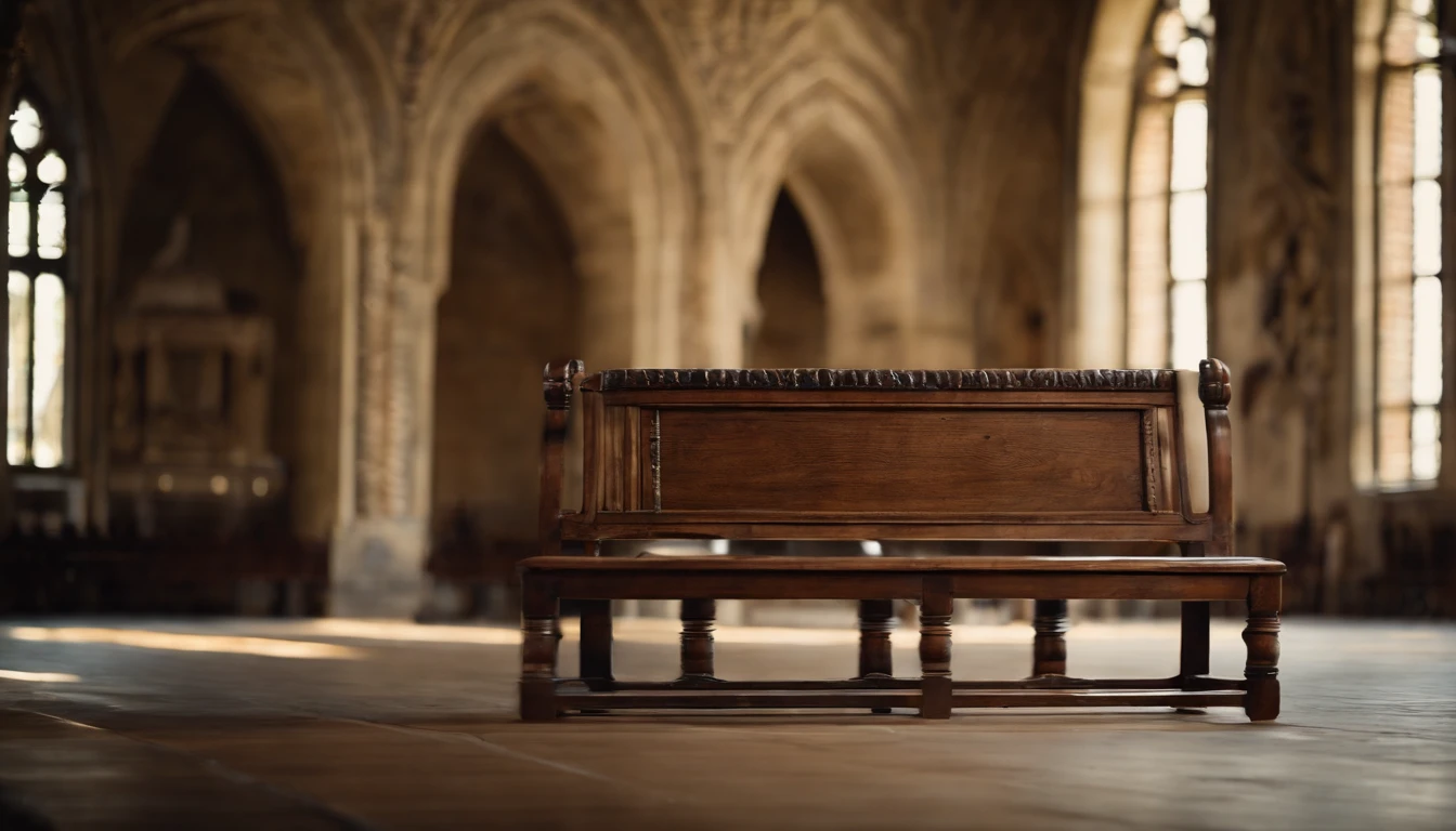 The square bench of the church is made of wood, pintado de branco, with comfortable backrest and seat and a dedicatory plaque.