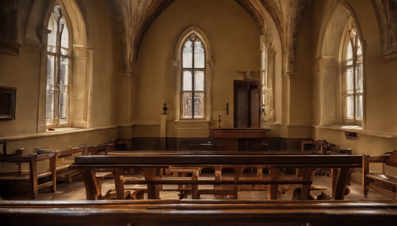 The square bench of the church is made of wood, pintado de branco, with comfortable backrest and seat and a dedicatory plaque.