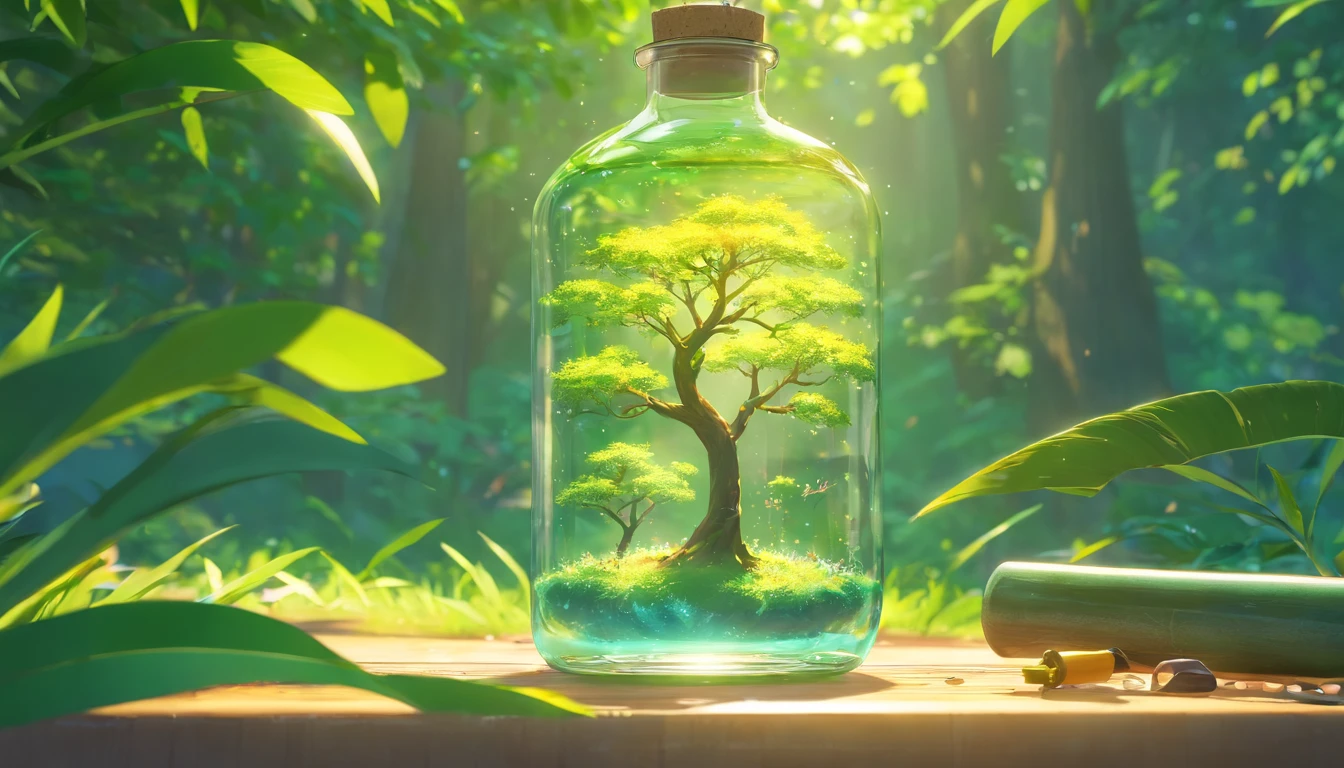 dreamlikeart tree in a bottle, fluffy, realistic, photo, canon, dreamlike, art, colorfull leaves and branches with flowers on top of its head. hyperdetailed photorealism by greg rutkowski - h 1024 w 804 | f 1 6 lens mark 2:2 s 3555 mm film grain :1 lifelike high res sharp focus contrast!! intricate detailed atmospheric light refraction lighting unreal engine 5 cinematic concept photography masterpiece octane render trending at cgsociety rendered as