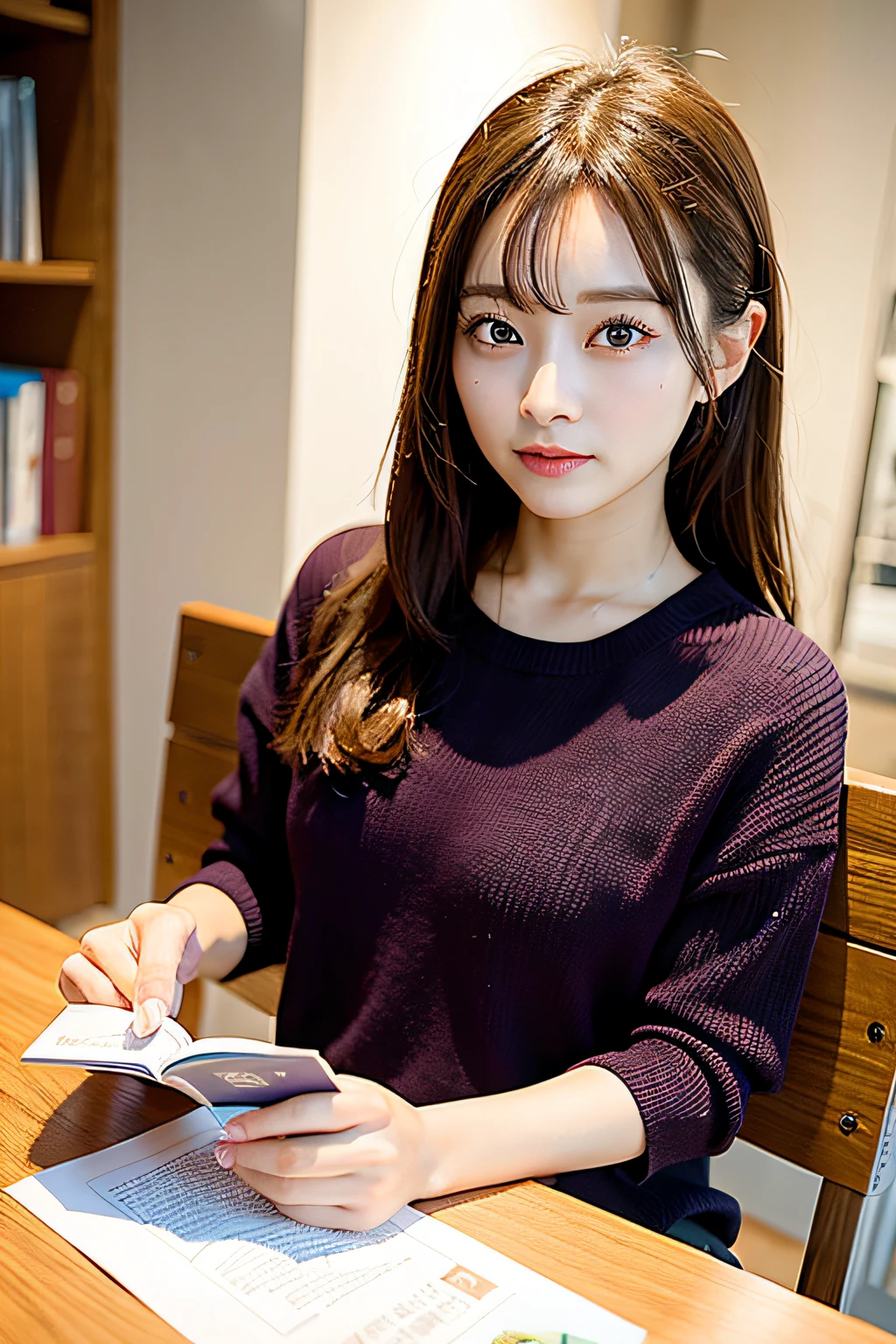 Zhao Li Ying, 8K RAW, Reading book on table