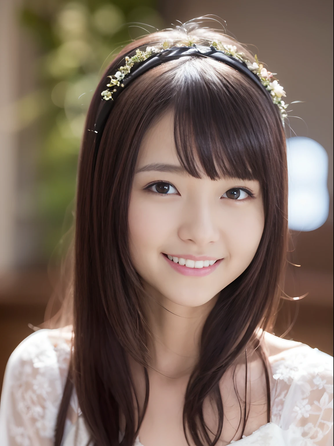 ((​masterpiece))、((ultra-quality))、Mona、((is standing))、weddingdress、veils、Church interior、:で、red blush、ighly detailed、An 18-year-old woman、Happy smile、Looking at the camera、Close to face、

((top-quality、8K、​masterpiece:1.3))、foco nítido:1.2、Highly detailed facial and skin texture、  A detailed eye、二重まぶた、great laughter