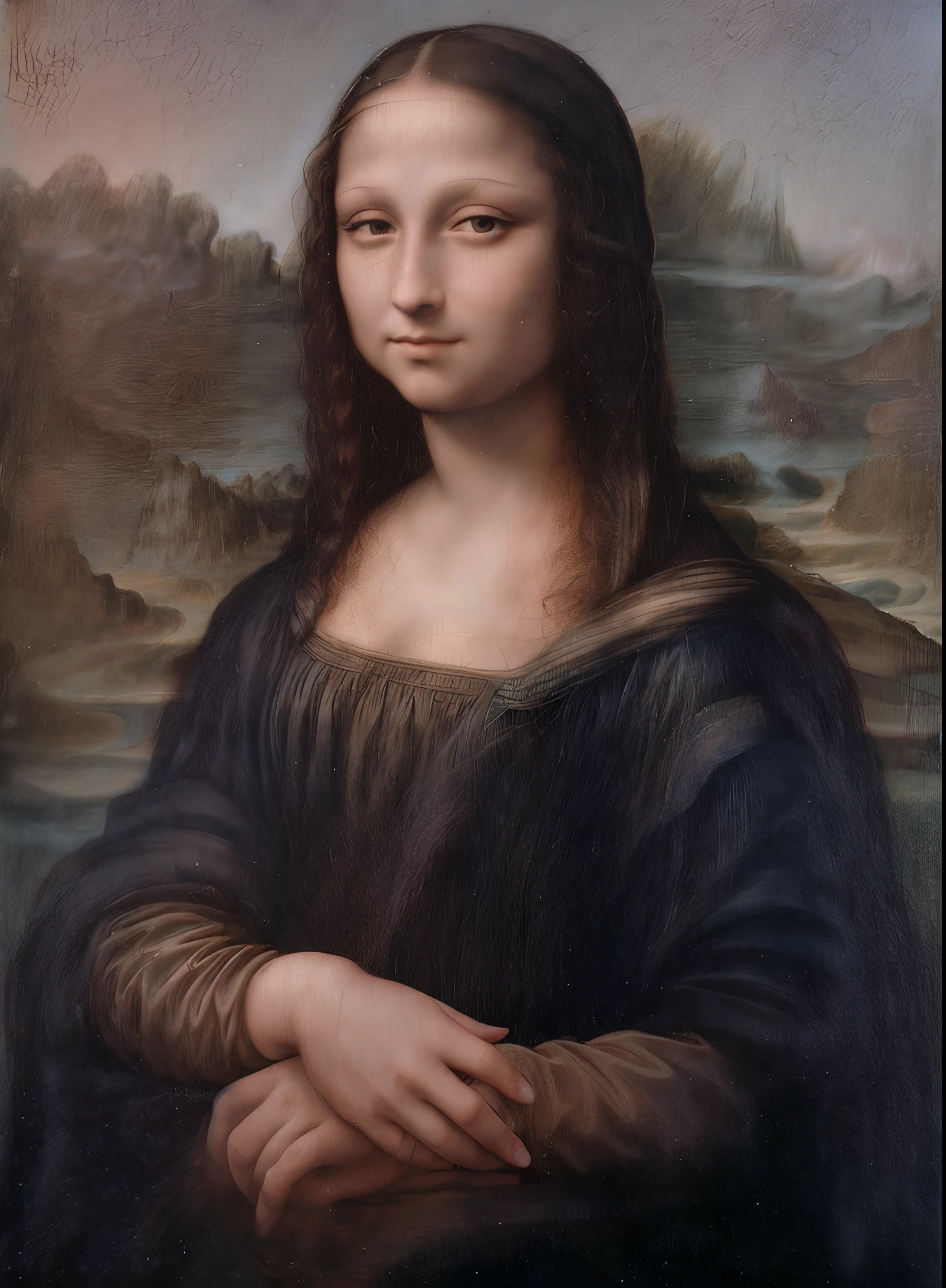 realistic photo of mona lisa with realistic feminine eyebrows, photograph a woman with realistic feminine eyebrows, mona lisa pose, mona lisa style, mona lisa, mona lisa realistic photograph, mona lisa as a real person, ((the mona lisa)), the mona lisa,