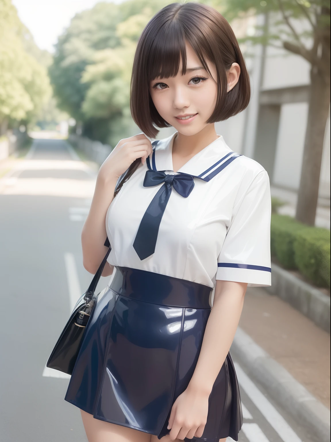 Magazine Cover:1.3、Incredibly cute girl,Super cute  girl、White skin、Thin chest、Small nipples are visible、(Wearing a sailor suit)、 Professional Lighting、Tokyo Street,night, Streetscape,City lights,Upper Body,close,smile,, (8k, RAW Photos, Highest quality, masterpiece:1.2),(Realistic, photo-Realistic:1.37),Please lift your skirt、I can see your pants、