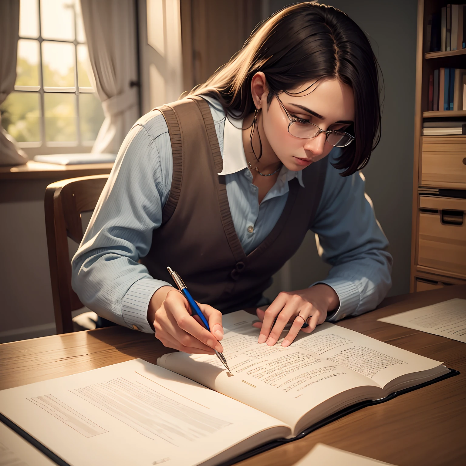 Expert analyzing a manuscript