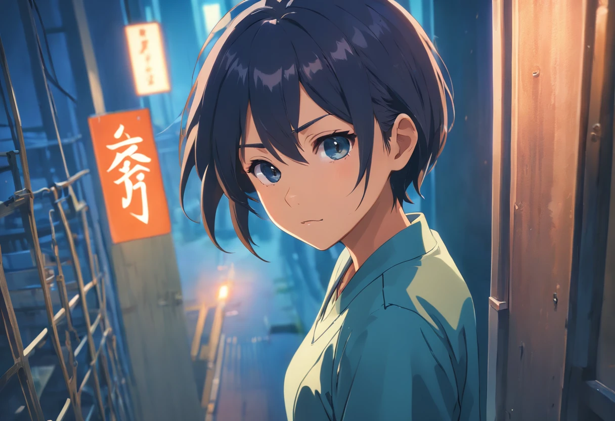 (best quality,ultra-detailed,realistic:1.37),1girl,prisoner,prison,wearing prisoner uniform,determined expression,fierce eyes,strong-willed,iron bars,grim atmosphere,dark lighting,desperate escape plan,confined space,emotionally charged, heavy chains,harsh reality,edgy,gritty,unyielding,oppressive environment,haunted past,unresolved conflict,persistent struggle,desperate hope,loneliness,void,identity crisis,impending danger,perpetual confinement,rigid rules, ominous shadows,sharp contrasts, defiant spirit,unbreakable resolve, secret passageway