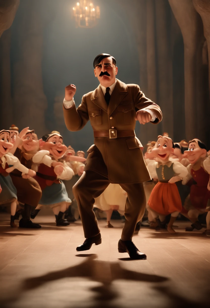 Hitler dancing with snowhite and the seven dwarfs