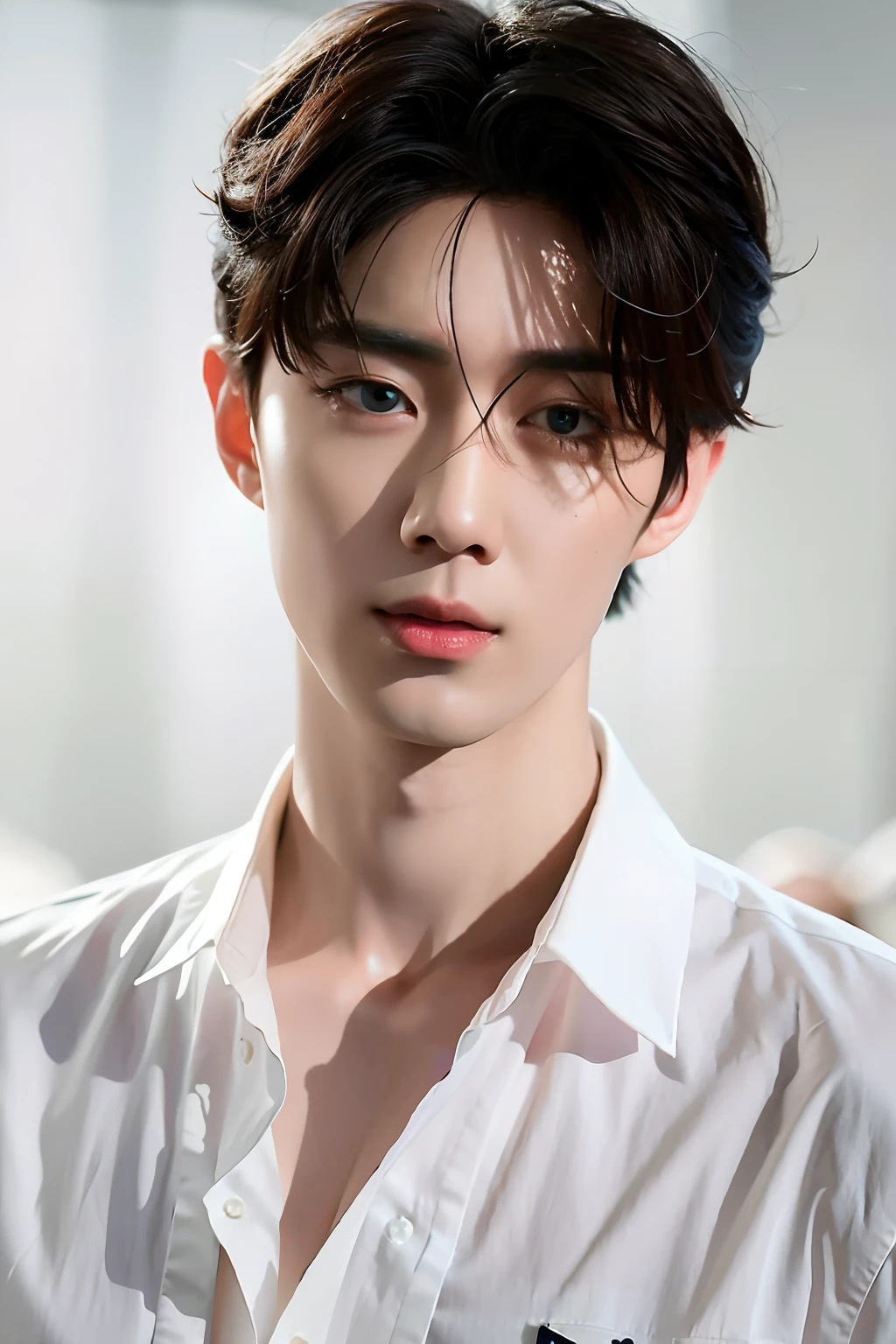 a close up of a person wearing a white shirt and a tie, jung jaehyun, Cai Xukun, Shin Jinying, Inspired by Zhang Han, Inspired by Bian Shoumin, Kim Do-young, yanjun cheng, korean artist, drak, young wan angel, heise jinyao, wan adorable korean face, inspired by jeonseok lee, sfv
