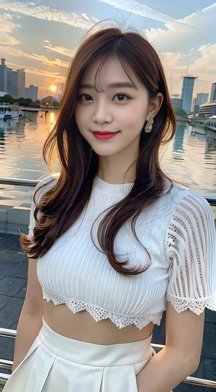 Masute Piece, bestquality, illustration, ultra-detail, finely detail, high-res, 8k Wallpaper, Perfect dynamic composition, beautiful detail eyes, Dors,medium hair, Natural lipstick, Random and sexy poses,smile,Aoyama Street Walk、18 year old girl