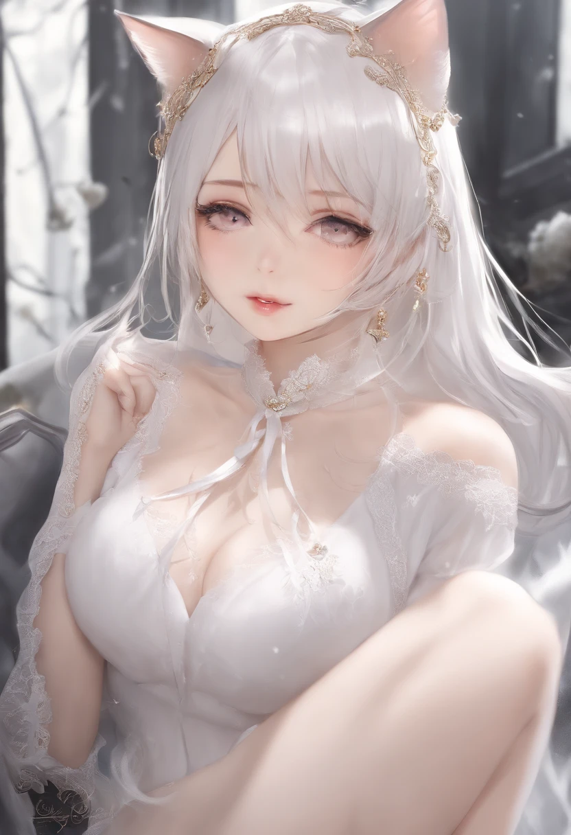 Lace,Blushing,A high resolution,cat ear,,Look through the whole body,比基尼,blacksilk,disturb,succubi,huge tit,tit,ssee-through,Flushed face,The expression is refreshing,tongue out drooling,Meat urinal,streaming tears,drenched all over the body,seduce,an look of enjoyment,The whole body is stained with white sticky milk