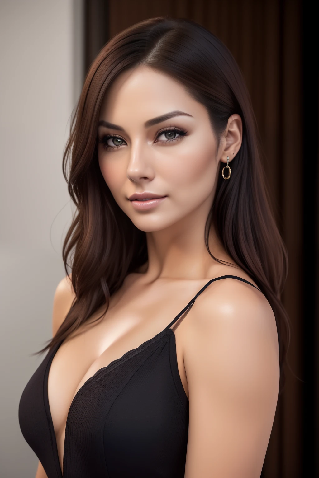 photoRealstic, hyper realisitic, reallistic, Smooth lighting, Improved cinematic lighting quality, 32K, 1人の女性, 25-years old, straight haired, Realistic lighting, Back lighting, Facial Lights, Ray tracing, Quality Improvement, Realistic textured skin of the highest quality, fine detailed eyes, A detailed face, Fine quality eye, Close-up from chest up, small breasts of good shape, tshirts, enhance the atmosphere of body line, Increase the beauty of skin texture