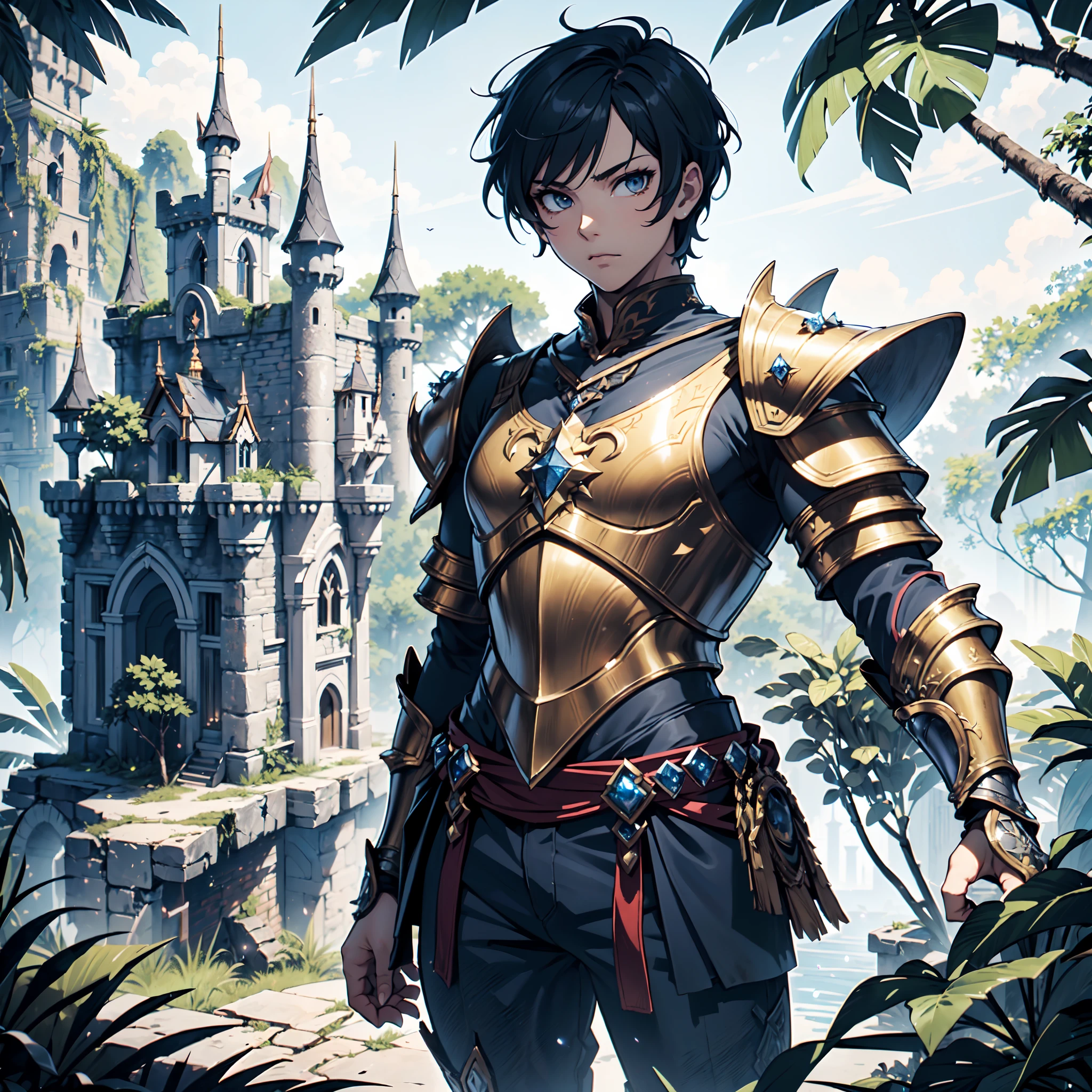 128K Ultra High Definition,
128K Ultra High Quality,
128K Ultra High Resolution,
Best Definition,
Best Quality,
Best Resolution,
Extremely Detailed,
Extremely Designed,
Perfectly Detailed,
Perfectly Designed,
Hyper Detailed,
Hyper Definition,
Hyper Quality,
Hyper Resolution,
Masterpiece,
Anime,
Body Shot,
1 Boy,
Handsome,
Masculine,
Short Hair,
(((Hyper Detailed Armor Plates))),
(((Hyper Detailed Cuirass))),
(((Hyper Detailed Engraving Jeweled Baron Armor))),
(((Jungle Castle Ruins Background Scenery))),