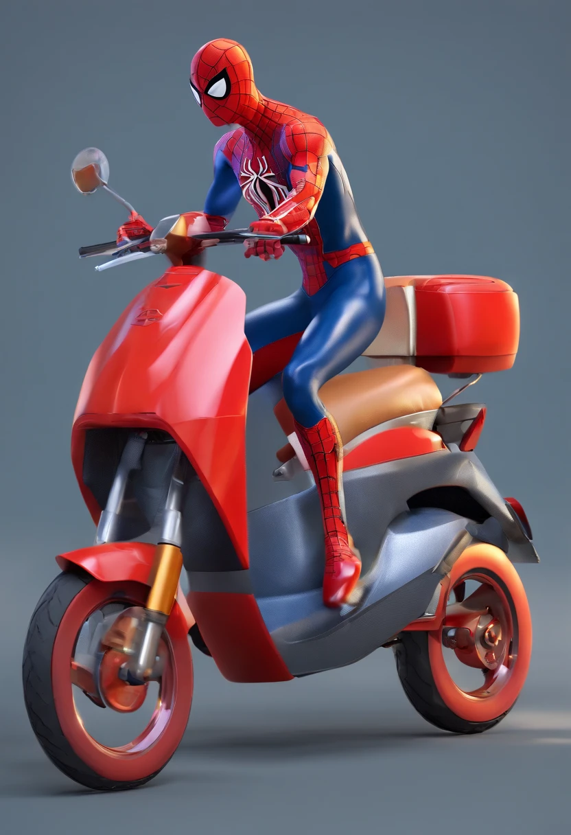 Spider man driving scooter