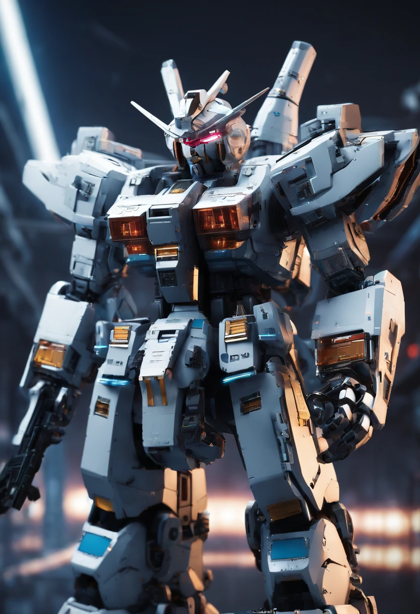 Gundam Mech , pandas,Science fiction, Front view, sense of science and technology, C4D, OC renderer, illusory engine, High detail, industrial design, 8K HD, Studio light, Retro