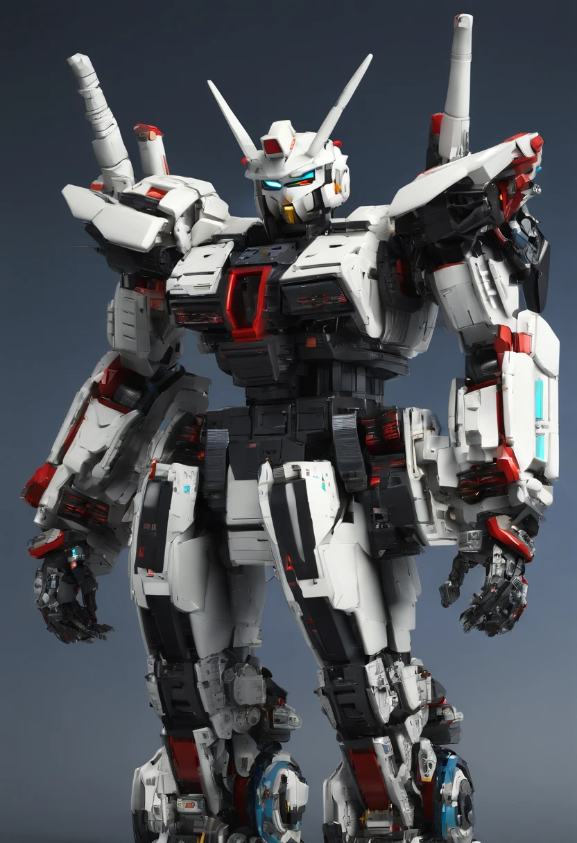Gundam Mech , pandas,Science fiction, Front view, sense of science and technology, C4D, OC renderer, illusory engine, High detail, industrial design, 8K HD, Studio light, Retro
