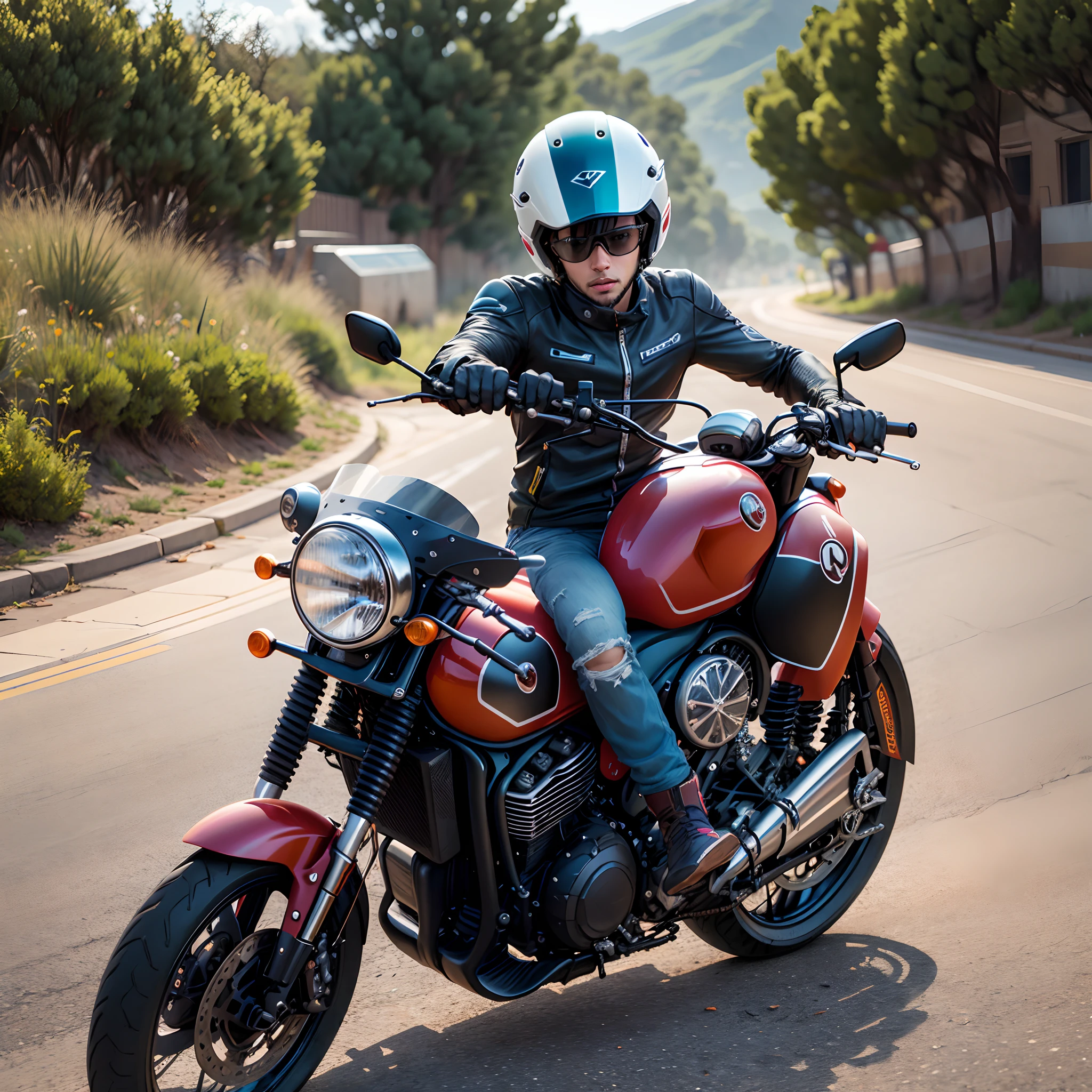 Motoqueiro com capacete