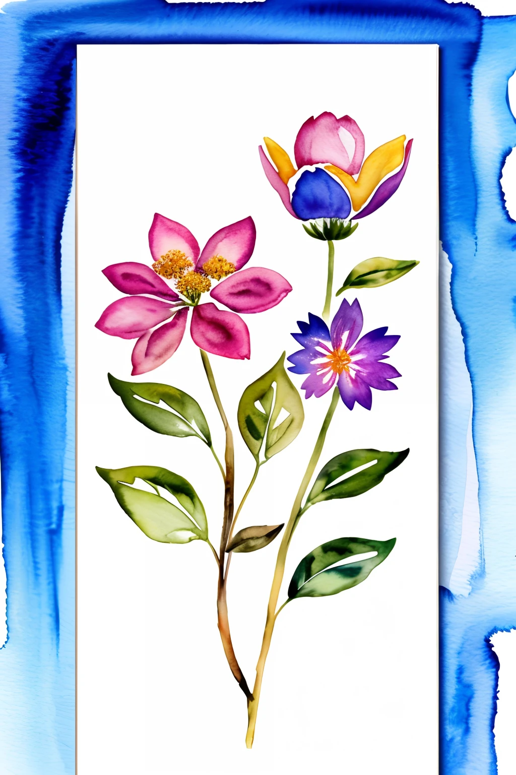 Wild Flowers Art, Watercolor Botanical