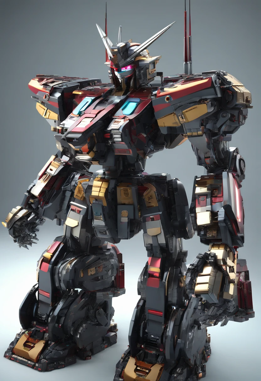 Gundam Mech , tigre,Science fiction, Front view, sense of science and technology, C4D, OC renderer, illusory engine, High detail, industrial design, 8K HD, Studio light, Retro