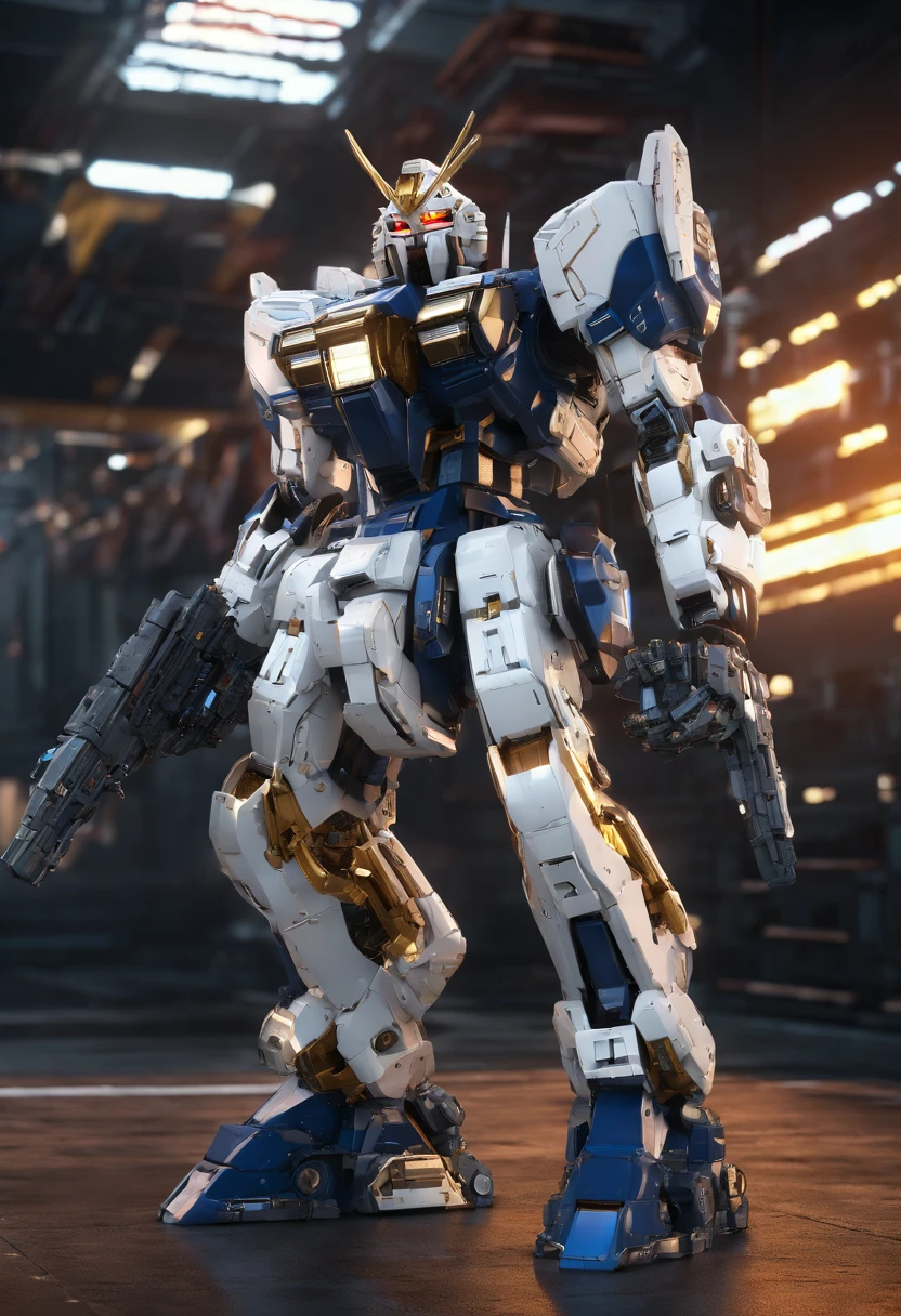 Gundam Mech ,The tiger is the prototype,Science fiction, Front view, sense of science and technology, C4D, OC renderer, illusory engine, High detail, industrial design, 8K HD, Studio light, Retro