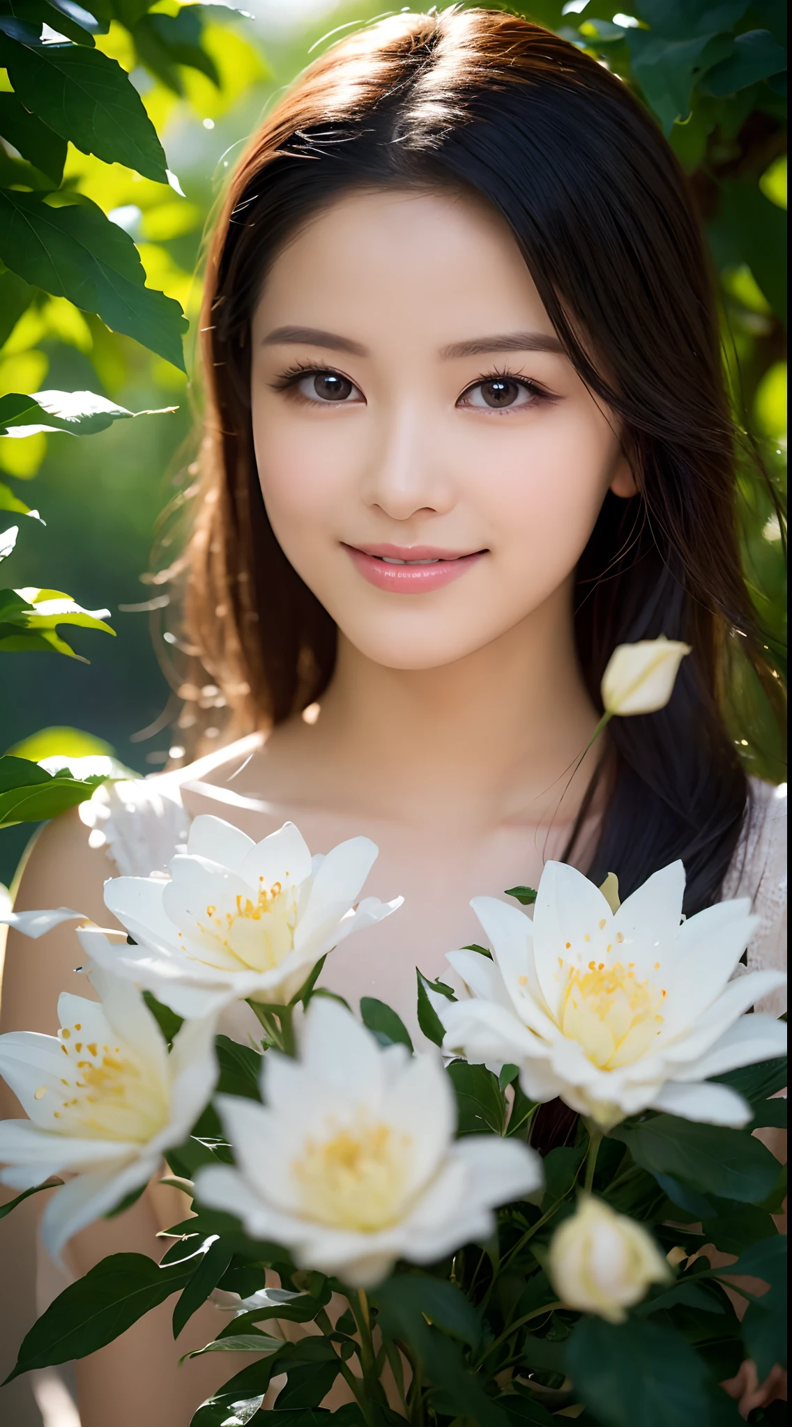 (Best quality,4K,A high resolution,Ultra-detailed,Realistic:1.37),Vivid colors,Sunlight,llight rays,bergamot,white blossoms,Beautiful girl,Exquisite features,Flowing hair,Serene expression,Garden setting,Elaborate dress,Soft sunlight,Gentle breeze,Cheerful ambiance,Backlit scene,a hint of smile,ethereal glowing,Fresh in the morning,Long shadows,harmony of nature,subtle reflections,Natural beauty,Twinkling dewdrops,Clear detail,serenity and calm,Sublime ingredients,Arrive at the branch,whispering leaves,Aromatherapy petals,with light glowing,Sparkling highlights,Subtle shadows,Soft focus,Sublime beauty,Whisper natural,Fantastical Atmosphere,Illuminated background.