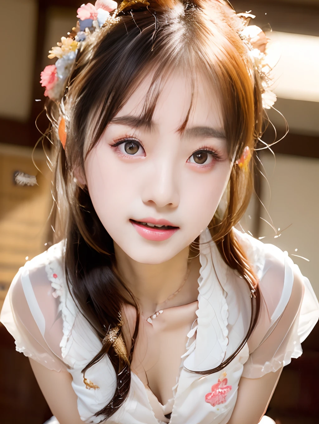 Classroom 校服 glamorous Patsun master piece , Best Quality , Japanese , Cute face , 25 years old , (symmetric clear eyes:1.3) , Shining eyes , Looking at Viewer ,Cowboy Shot