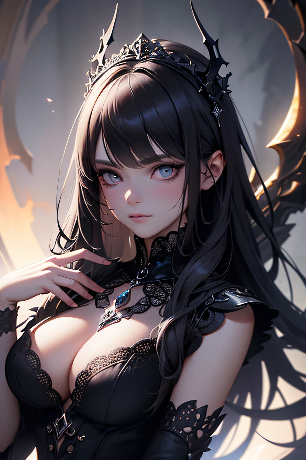 (dark magic), (grim), diadem, (intricate details), (hyperdetailed), 8k hdr, high detailed, lot of details, high quality, soft cinematic light, dramatic atmosphere, atmospheric perspective