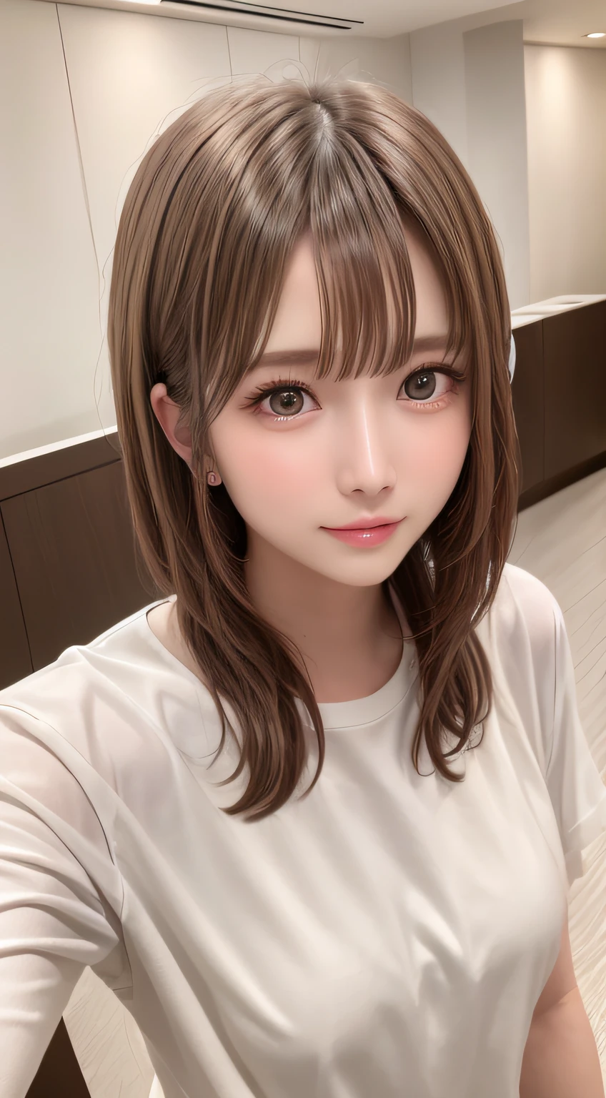 A masterpie, beste Quality, 8K, absurdist, (upper-body:1.4), white shirts, beautyful girl, Clean face, looking at the viewers, Sorrisos, ultra realisic, a highres, pictures, sharp-focused, HDR, face lights, Dynamic lighting, lighting, Professional Shadows, beautiful cityscape background, Supreme Details, extremely detaild, 超detailded, finelydetail, authentic skin, Delicate facial features, detailed face and eyes, Sharp pupils、Realistic pupils, medium breasts
