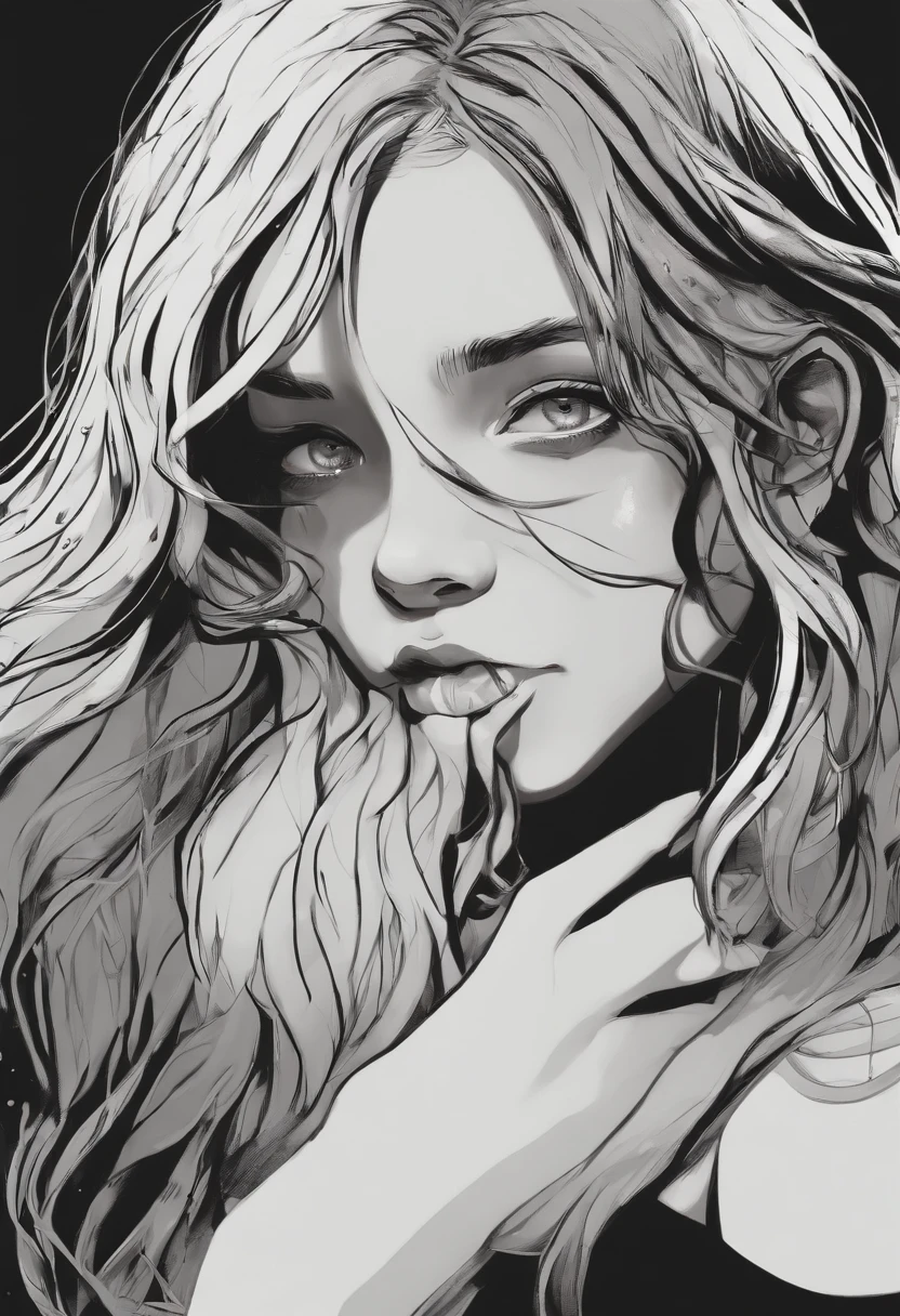 /Imagine Prompt: Naked illustration of little girl for sticker on black background, (LIHAI)、Bold outline style, jagged, Trashcore, Light Shading - V 5.2